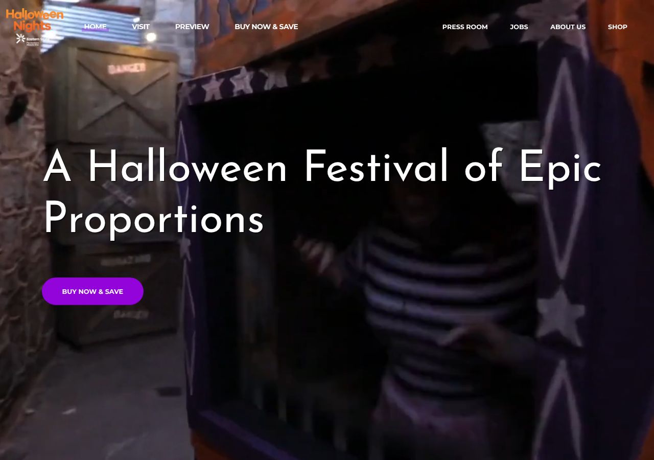 Homepage snapshot of Halloween Nights of Eastern State Penitentiary