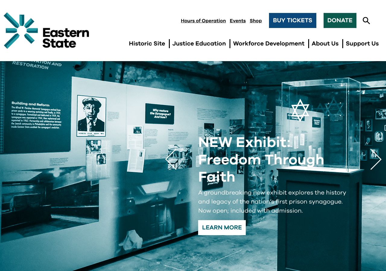 Homepage snapshot of Eastern State Penitentiary