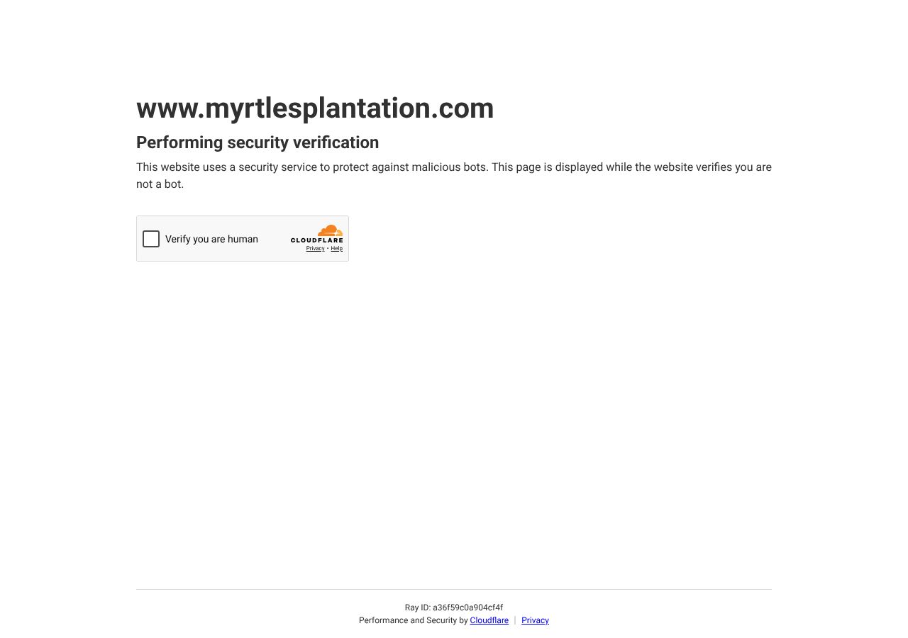 Homepage snapshot of Myrtles Plantation