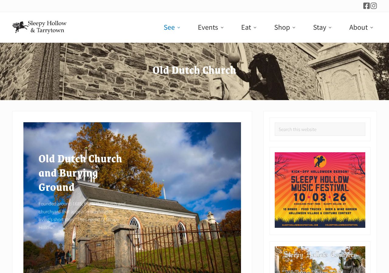 Homepage snapshot of Old Dutch Church of Sleepy Hollow