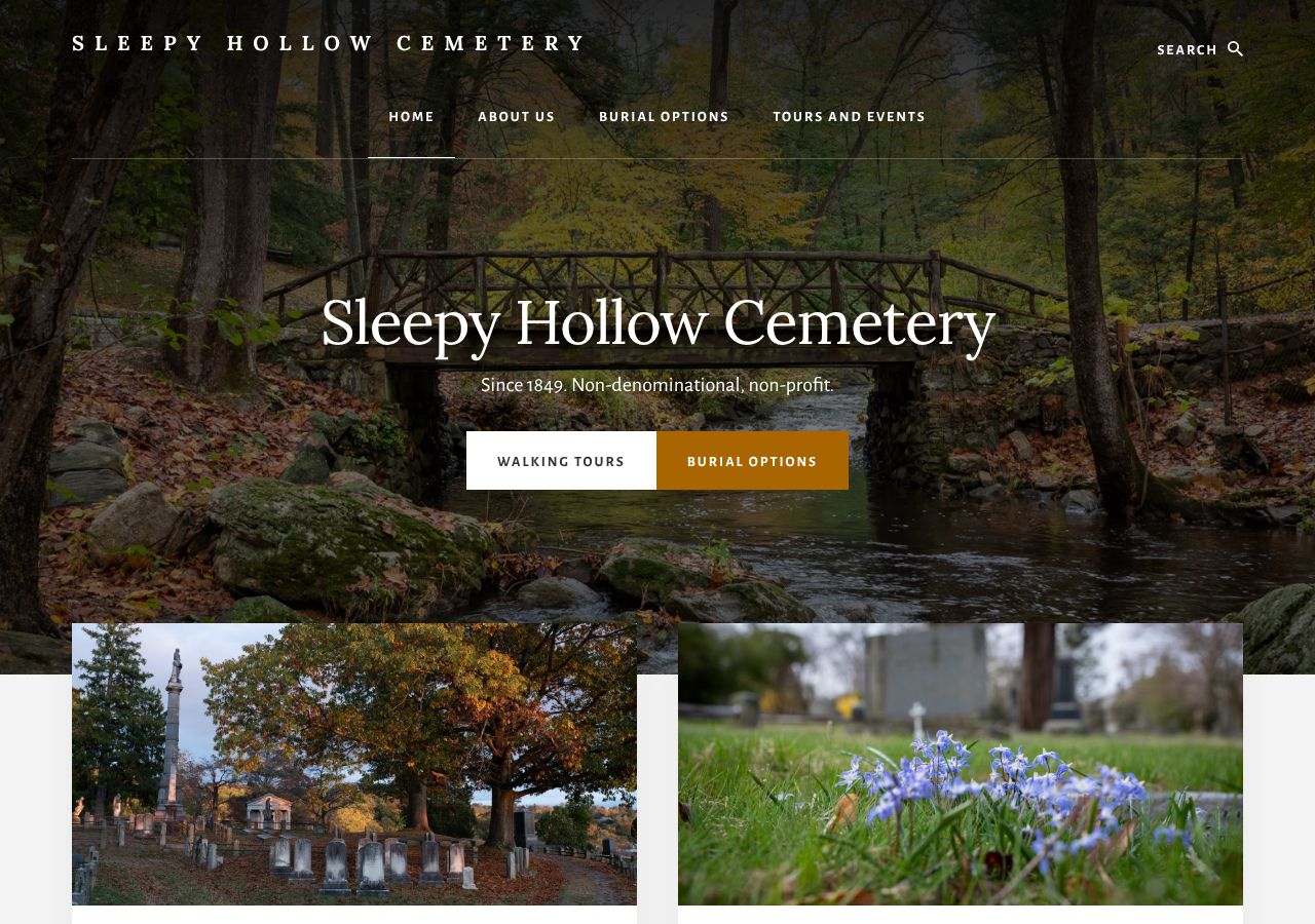 Homepage snapshot of Sleepy Hollow Cemetery