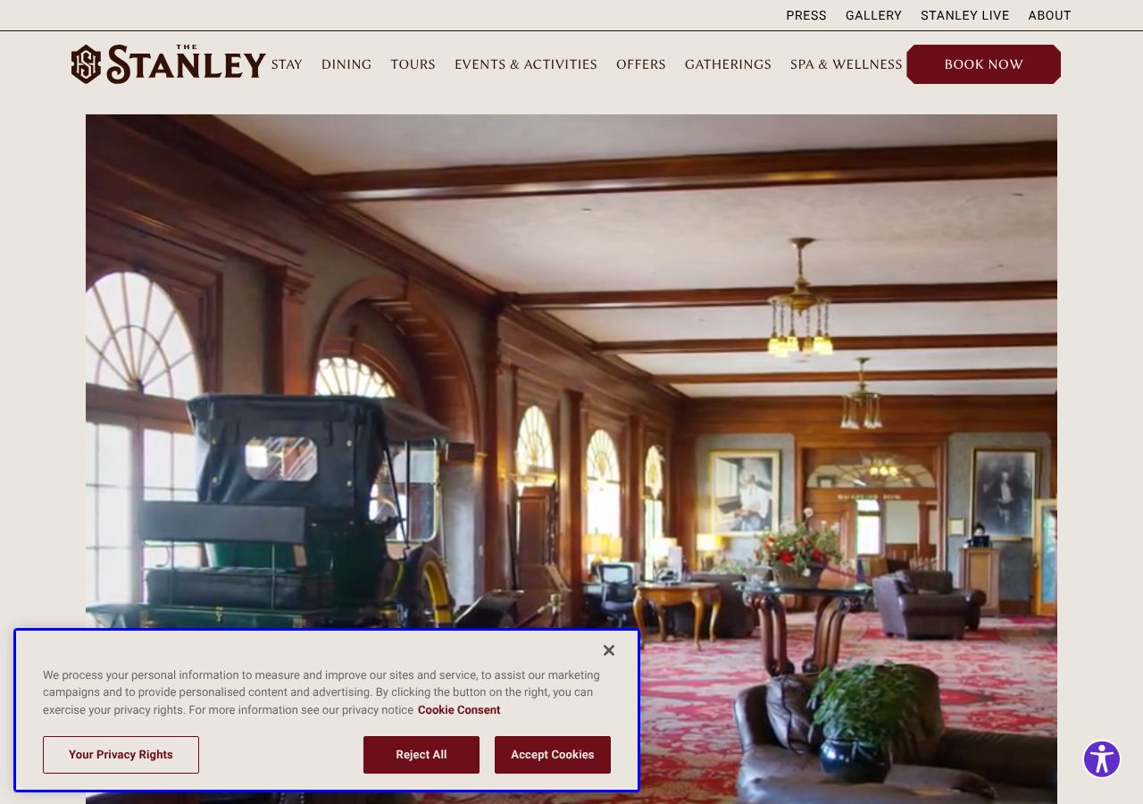 Homepage snapshot of Stanley Hotel