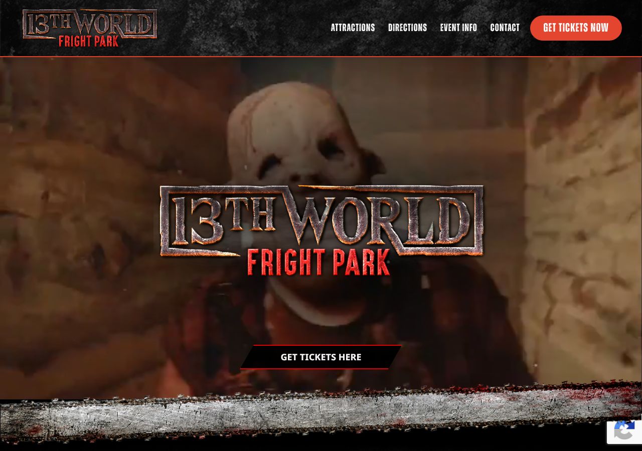 Homepage snapshot of 13th World Frightpark