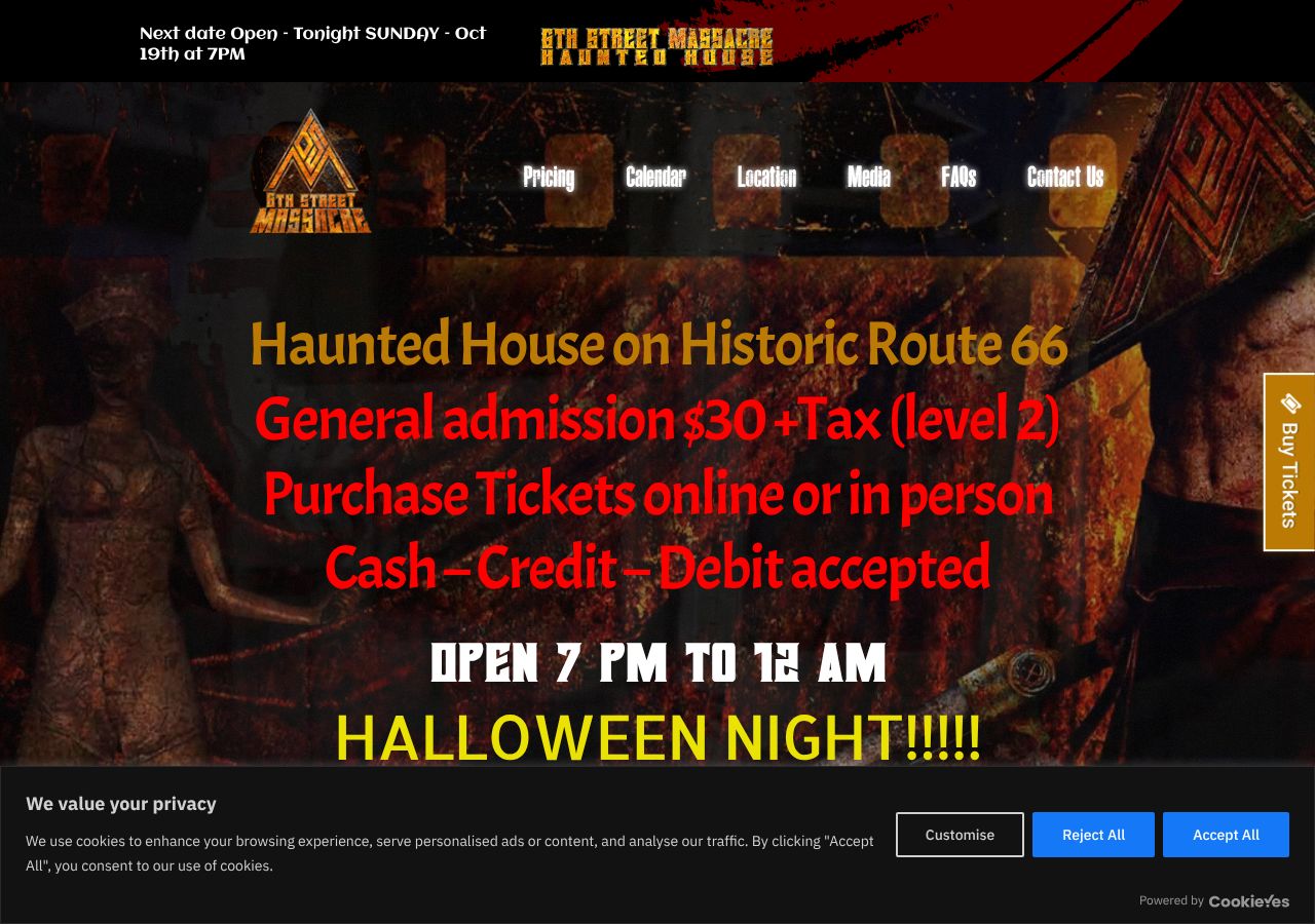 Homepage snapshot of 6th Street Massacre Haunted House - Amarillo, TX