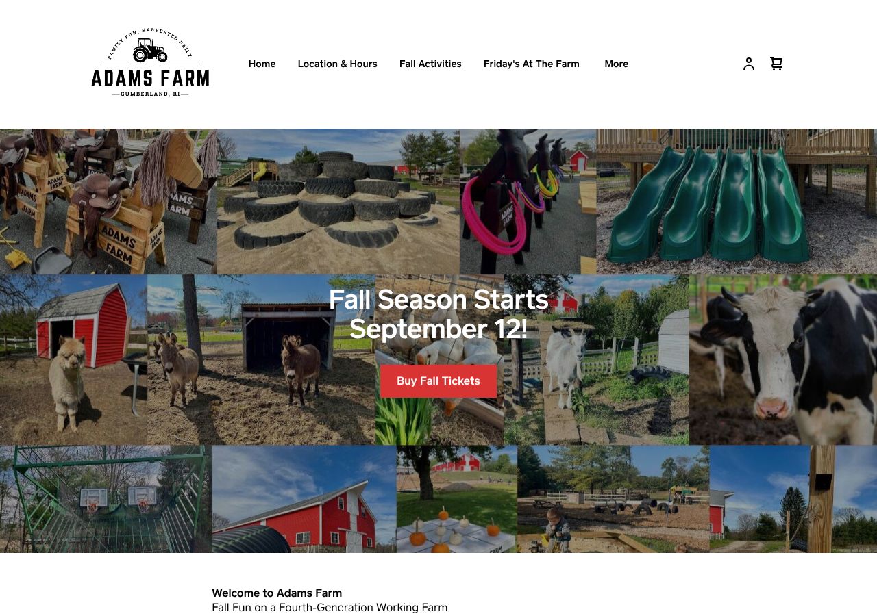 Homepage snapshot of Adam's Farm