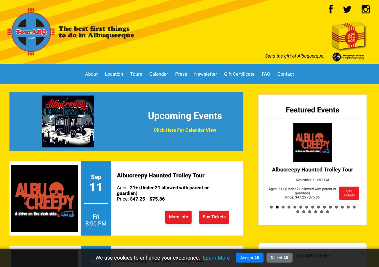 Homepage snapshot of Albucreepy Haunted Trolley Tour