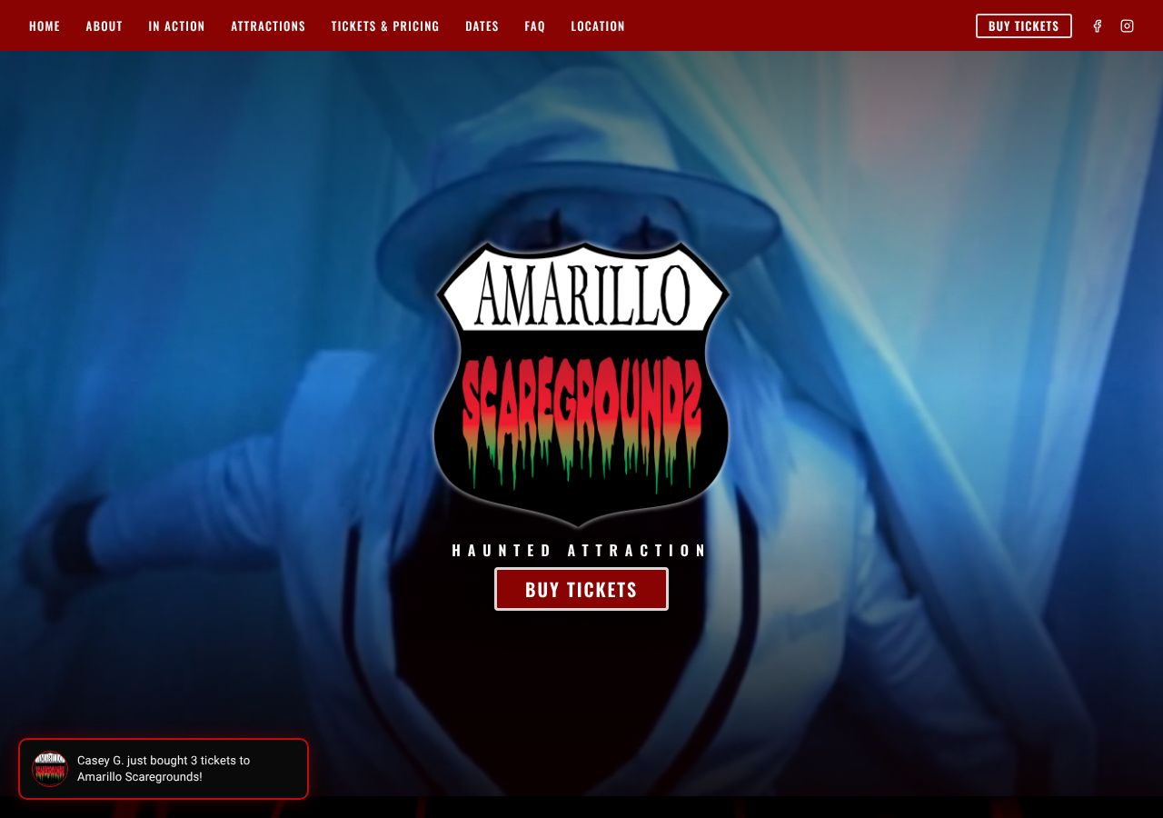 Homepage snapshot of Amarillo Scaregrounds - HAUNTED HOUSE - Scream Park