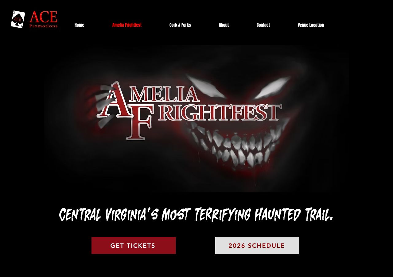 Homepage snapshot of Amelia Frightfest