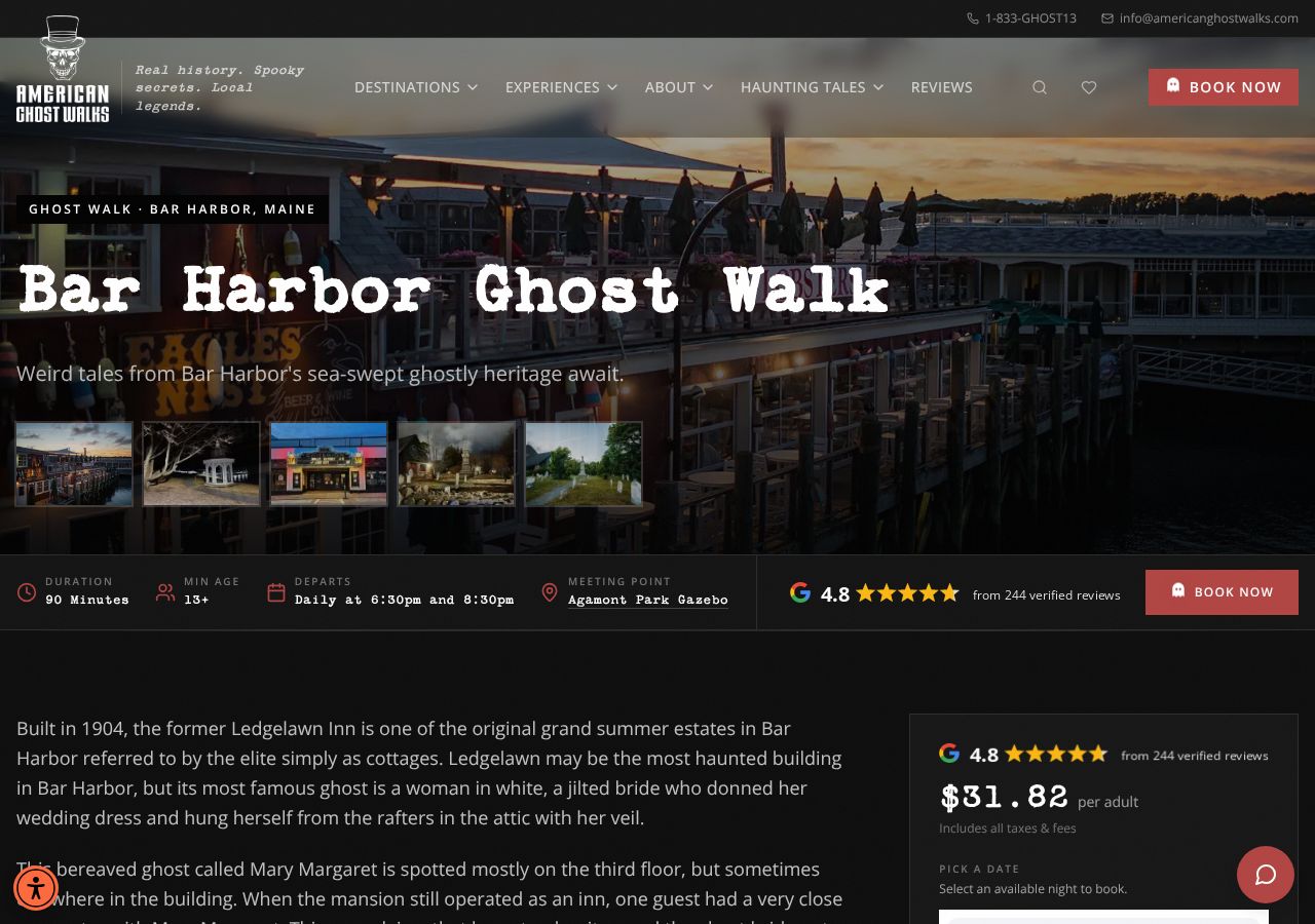 Homepage snapshot of American Ghost Walks Bar Harbor