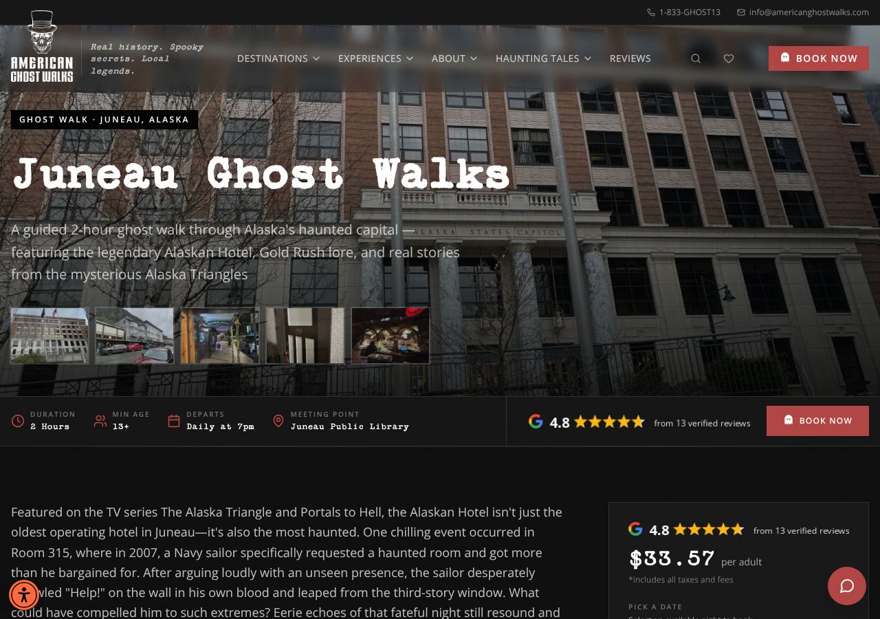 Homepage snapshot of American Ghost Walks - Juneau
