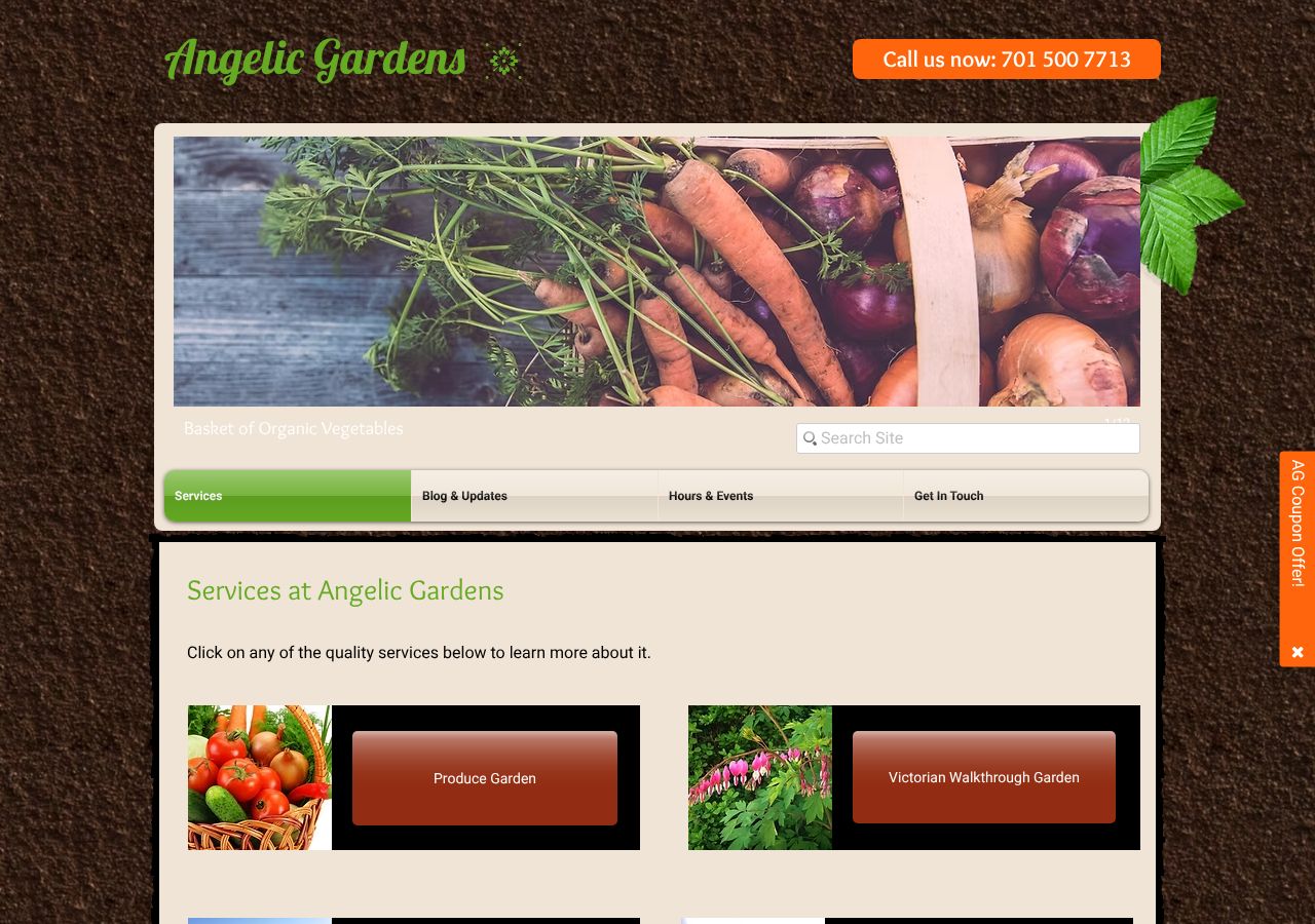 Homepage snapshot of Angelic Gardens