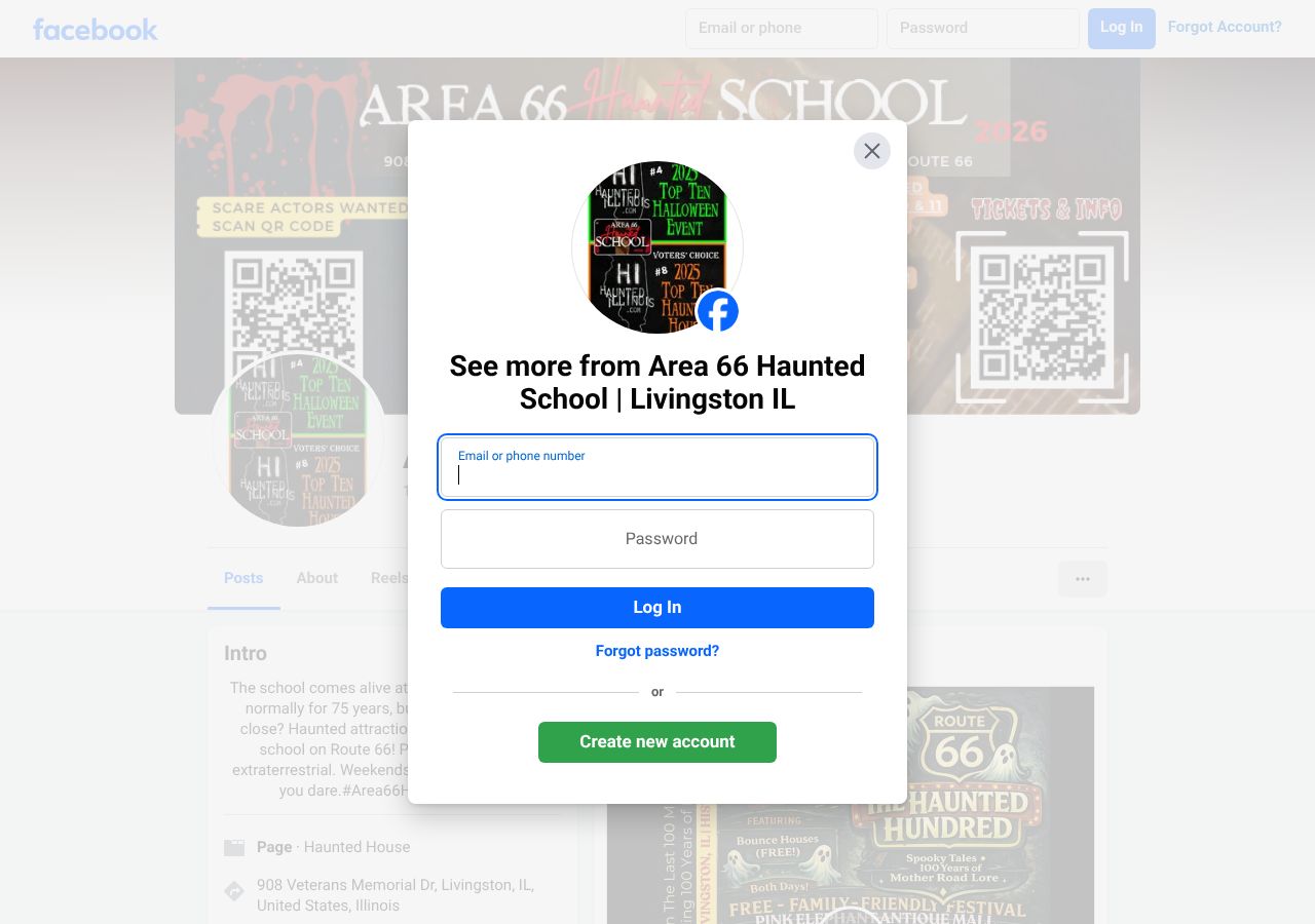 Homepage snapshot of Area 66 Haunted School