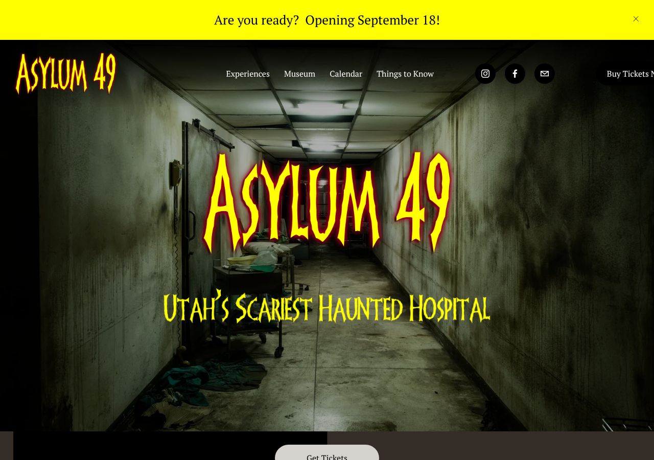 Homepage snapshot of Asylum 49
