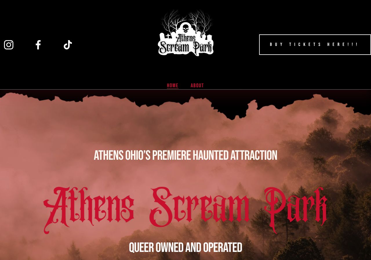 Homepage snapshot of Athens Scream Park