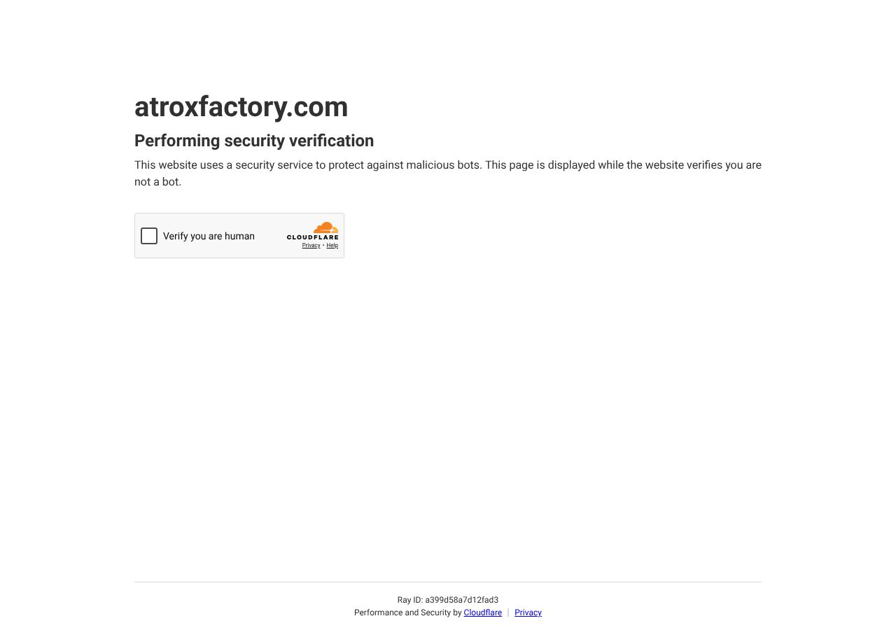 Homepage snapshot of Atrox Factory