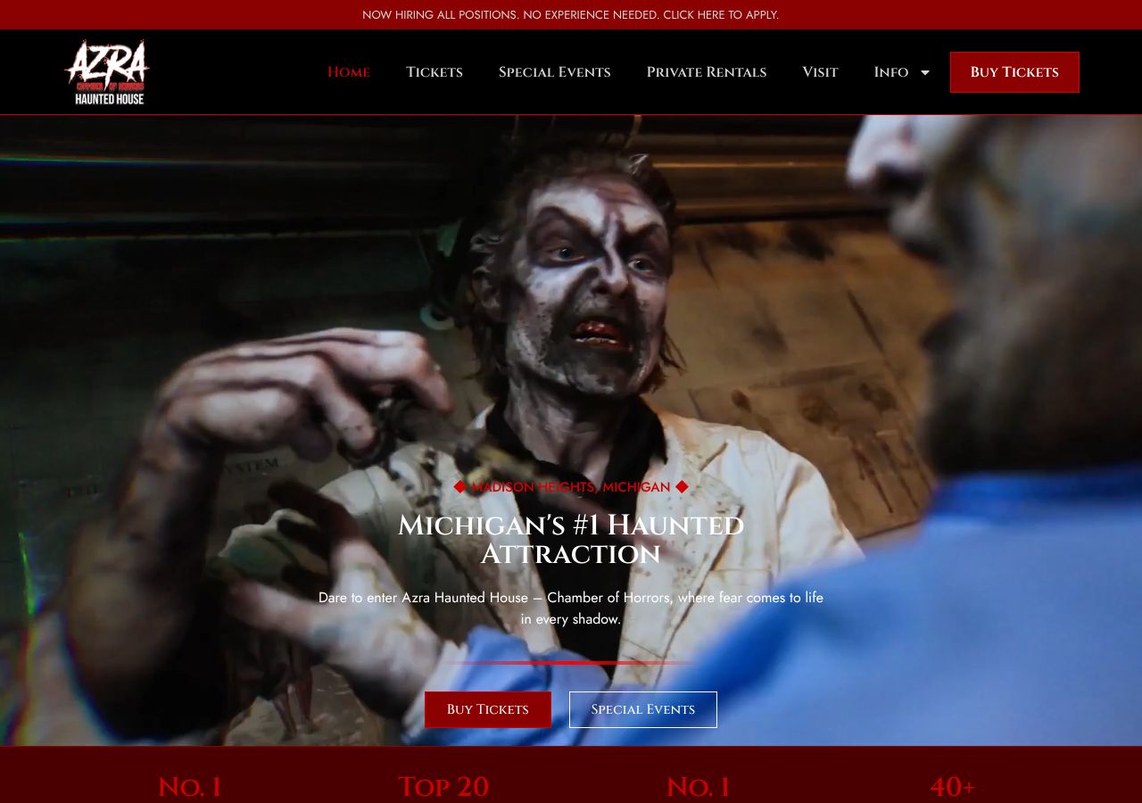 Homepage snapshot of Azra Haunted House Chamber of Horrors
