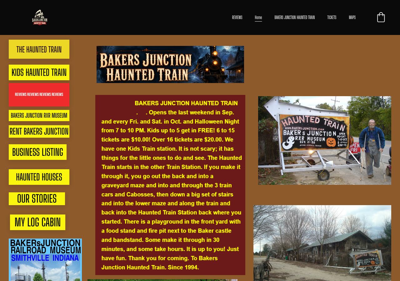 Homepage snapshot of Bakers Junction Haunted Train OPEN in Oct.