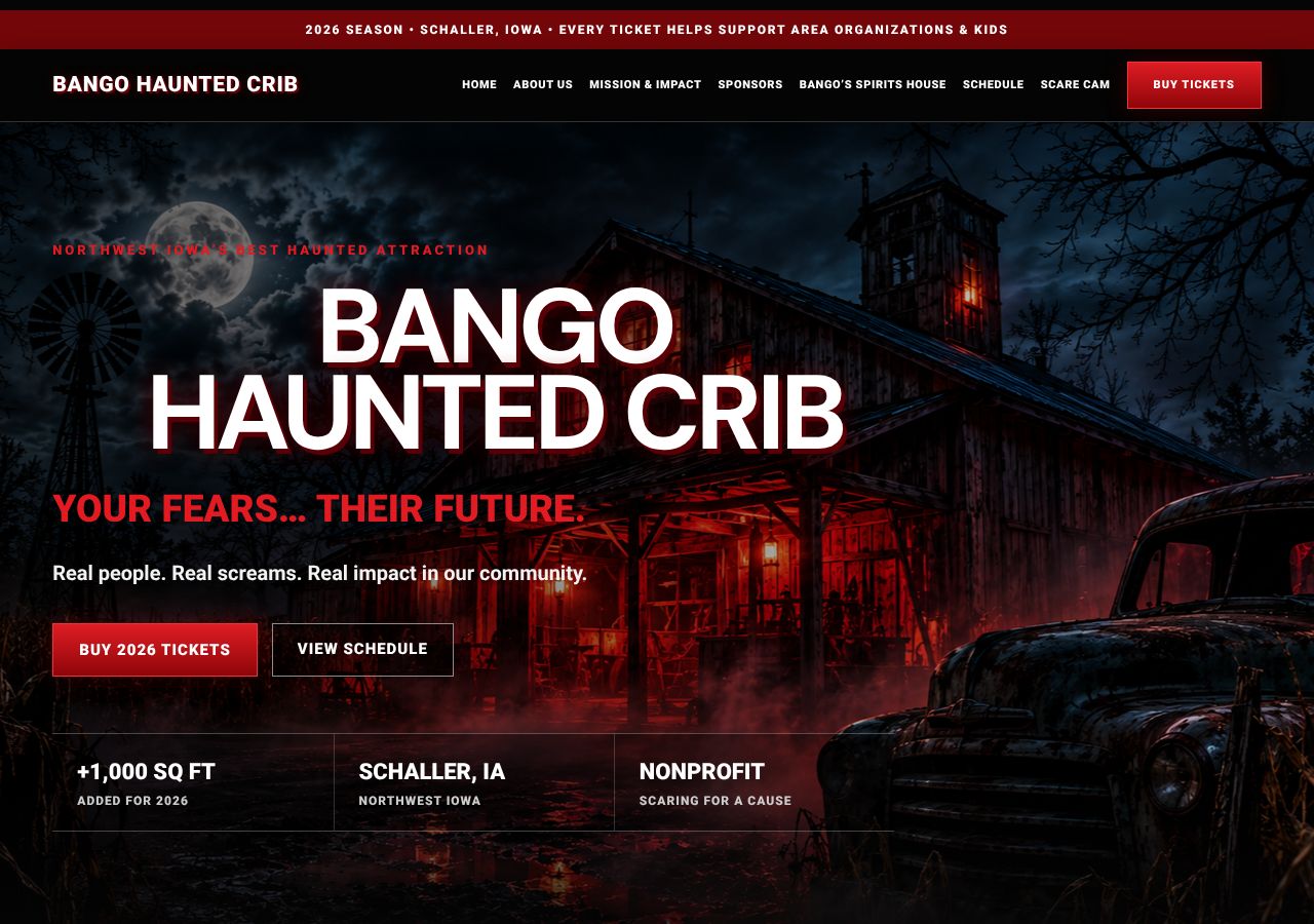 Homepage snapshot of Bango Haunted Crib