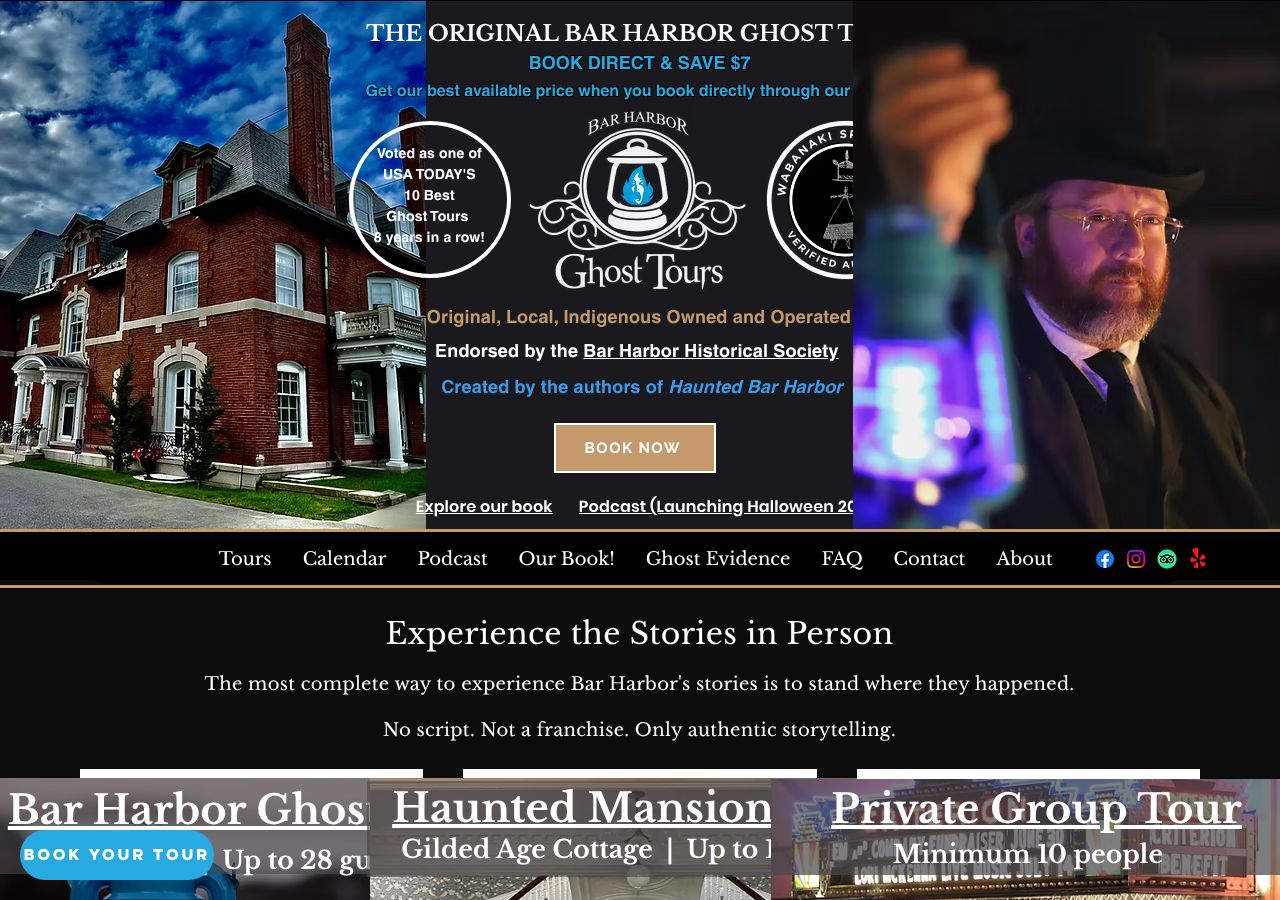 Homepage snapshot of Bar Harbor Ghost Tours – Locally Owned Original Ghost Tour