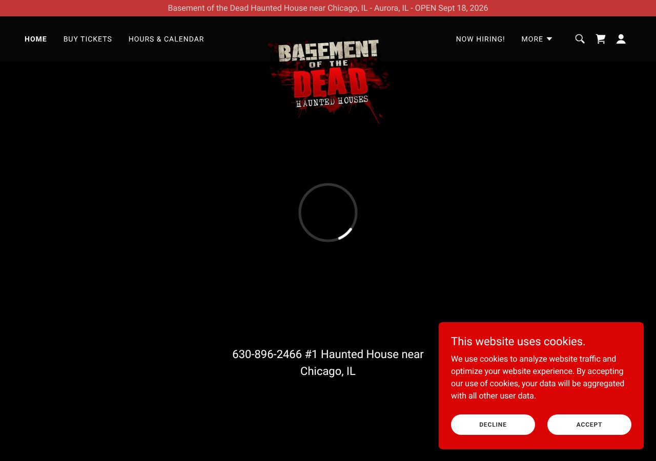 Homepage snapshot of Basement of the Dead Haunted House Chicago