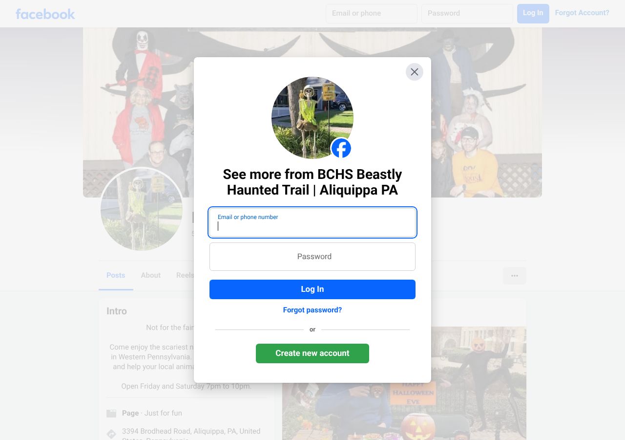 Homepage snapshot of Beastly Haunted Trail