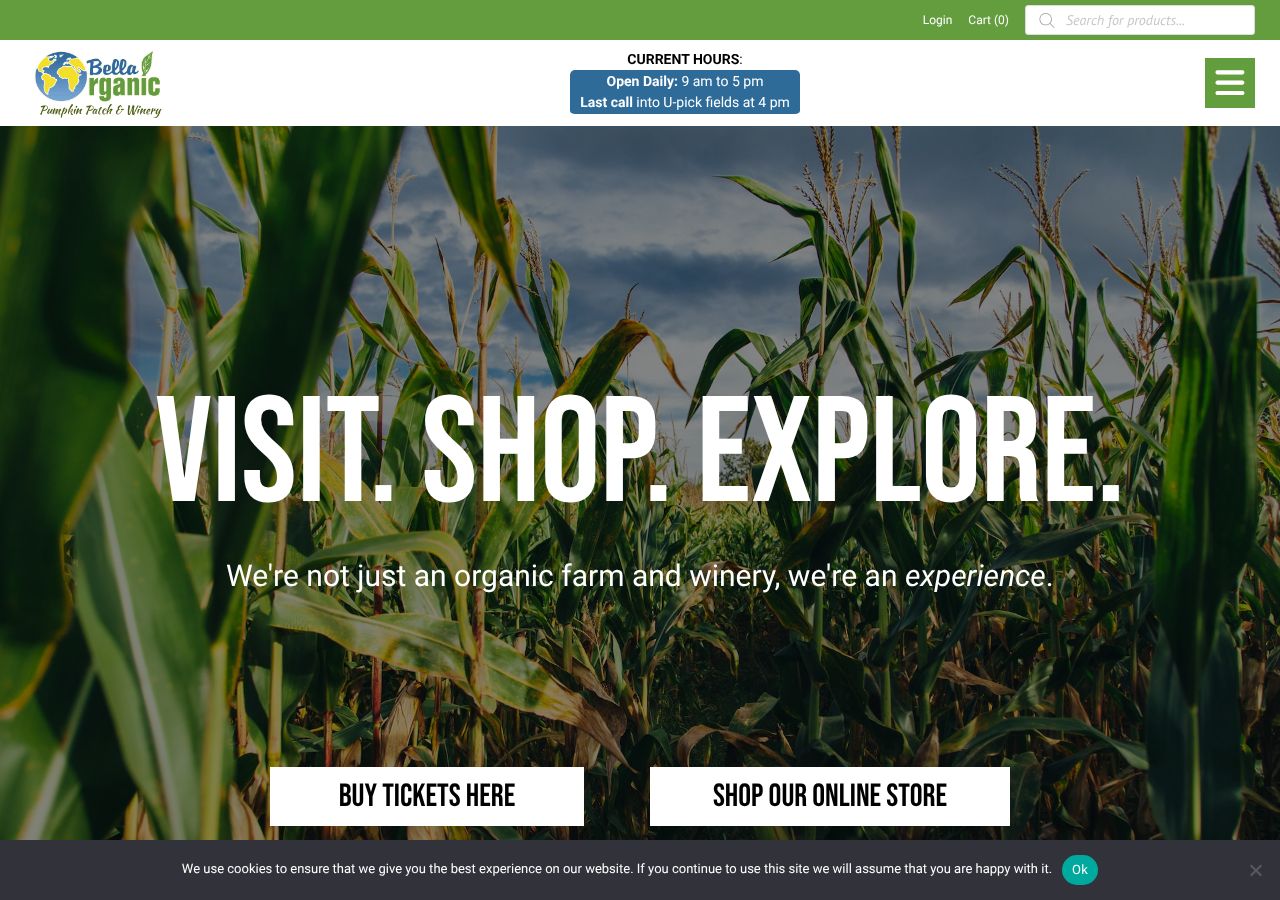 Homepage snapshot of Bella Organic Farm