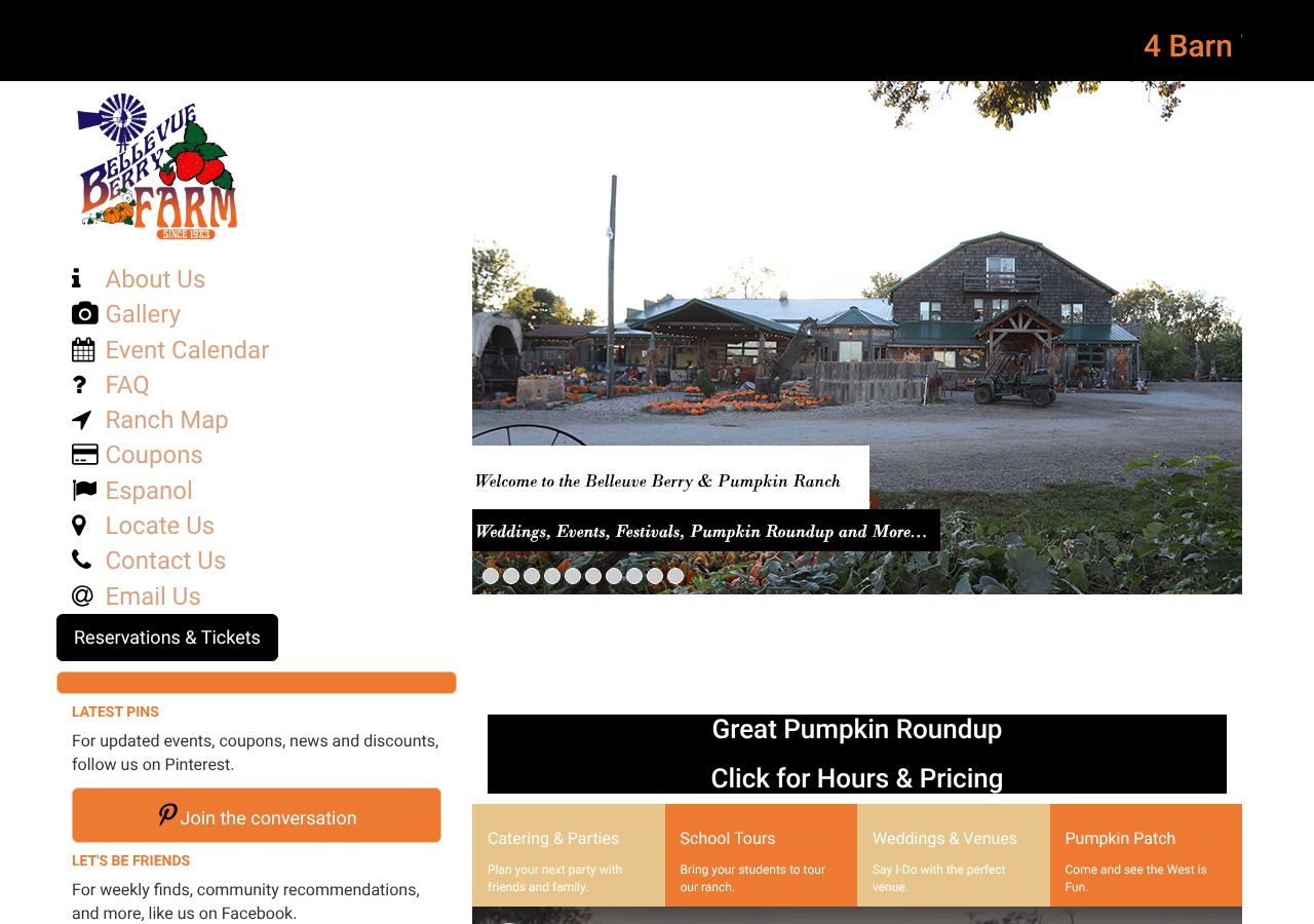 Homepage snapshot of Bellevue Berry & Pumpkin Ranch