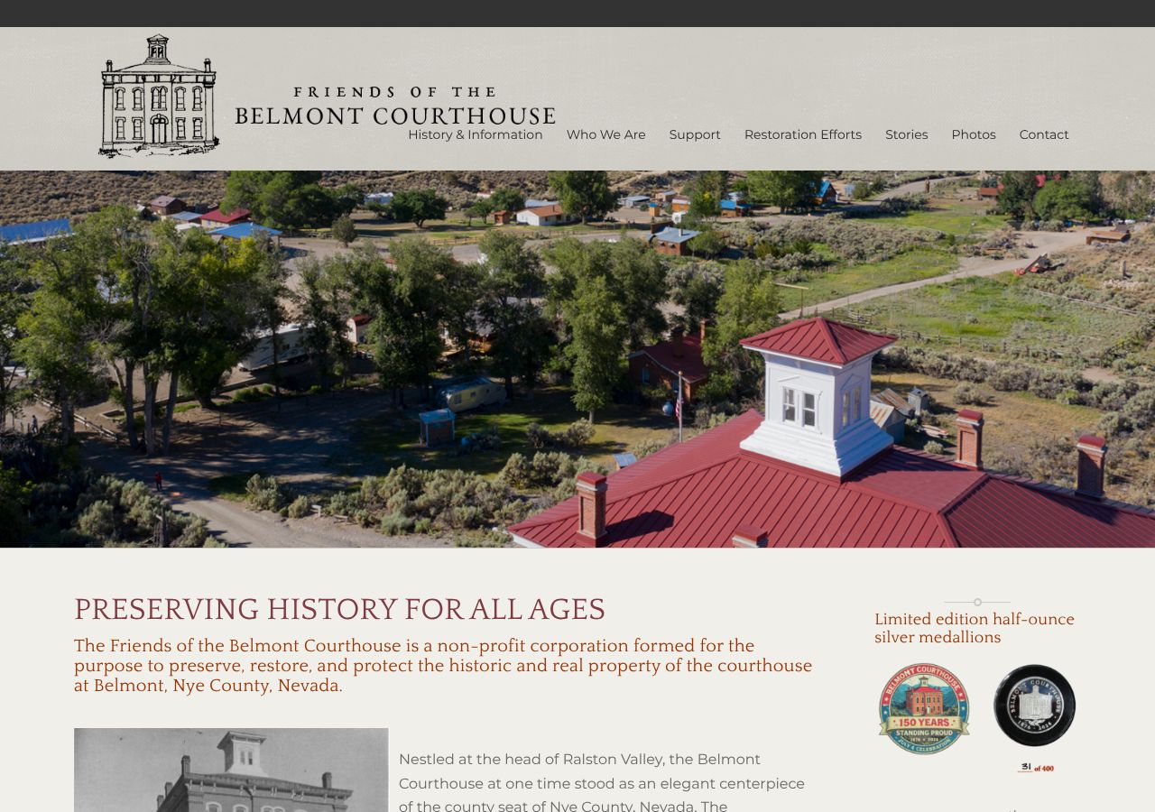 Homepage snapshot of Belmont Courthouse