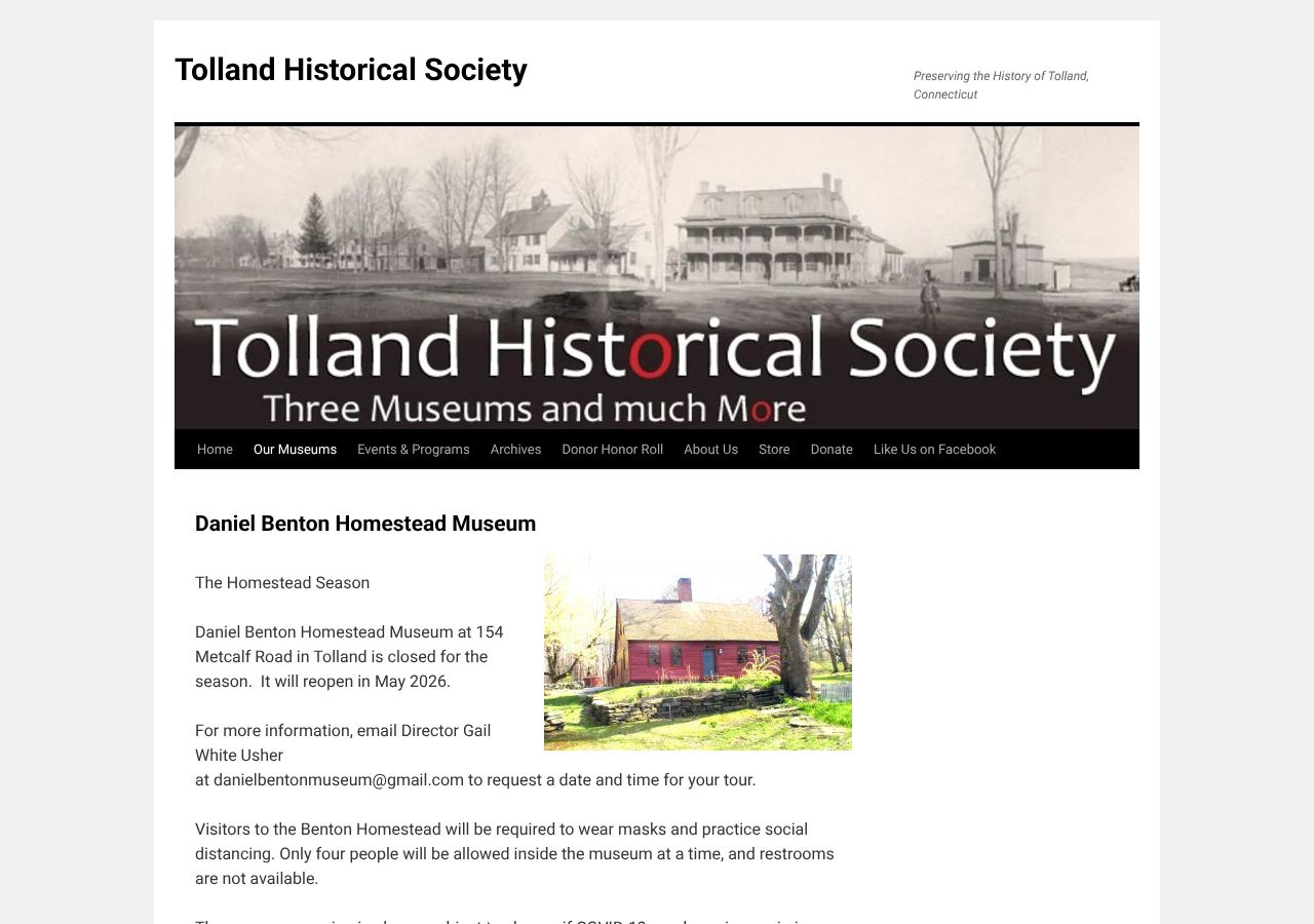 Homepage snapshot of Benton Homestead