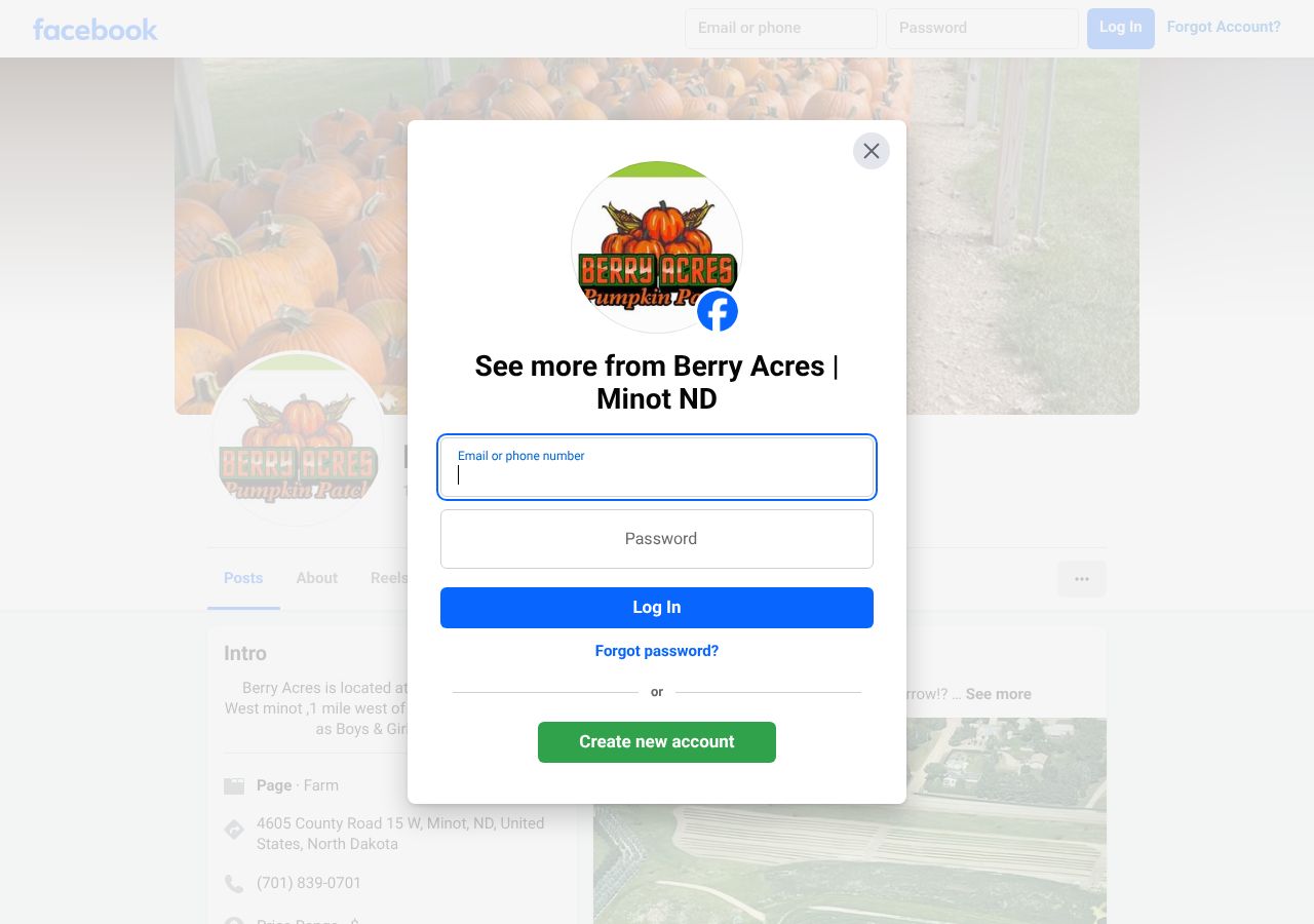 Homepage snapshot of Berry Acres