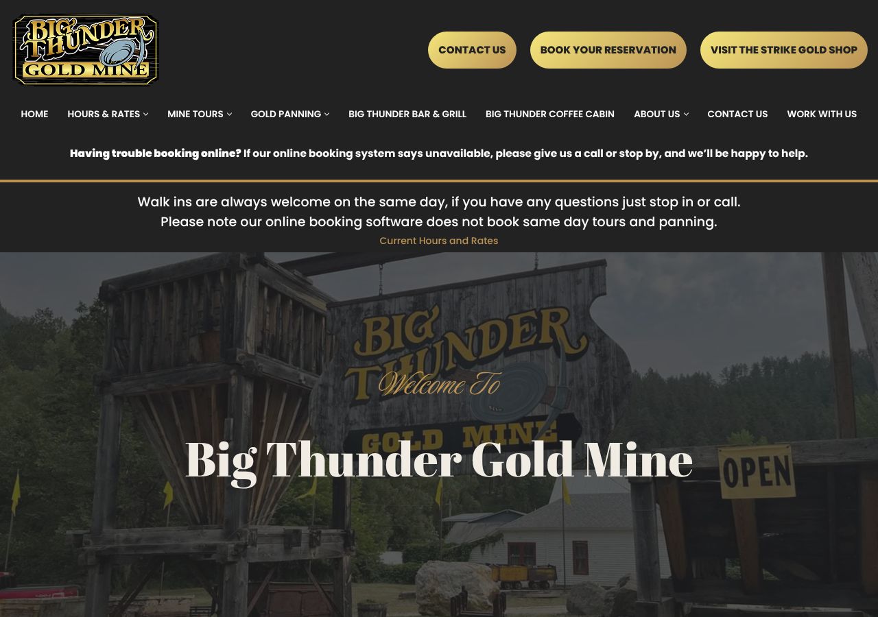 Homepage snapshot of Big Thunder Gold Mine
