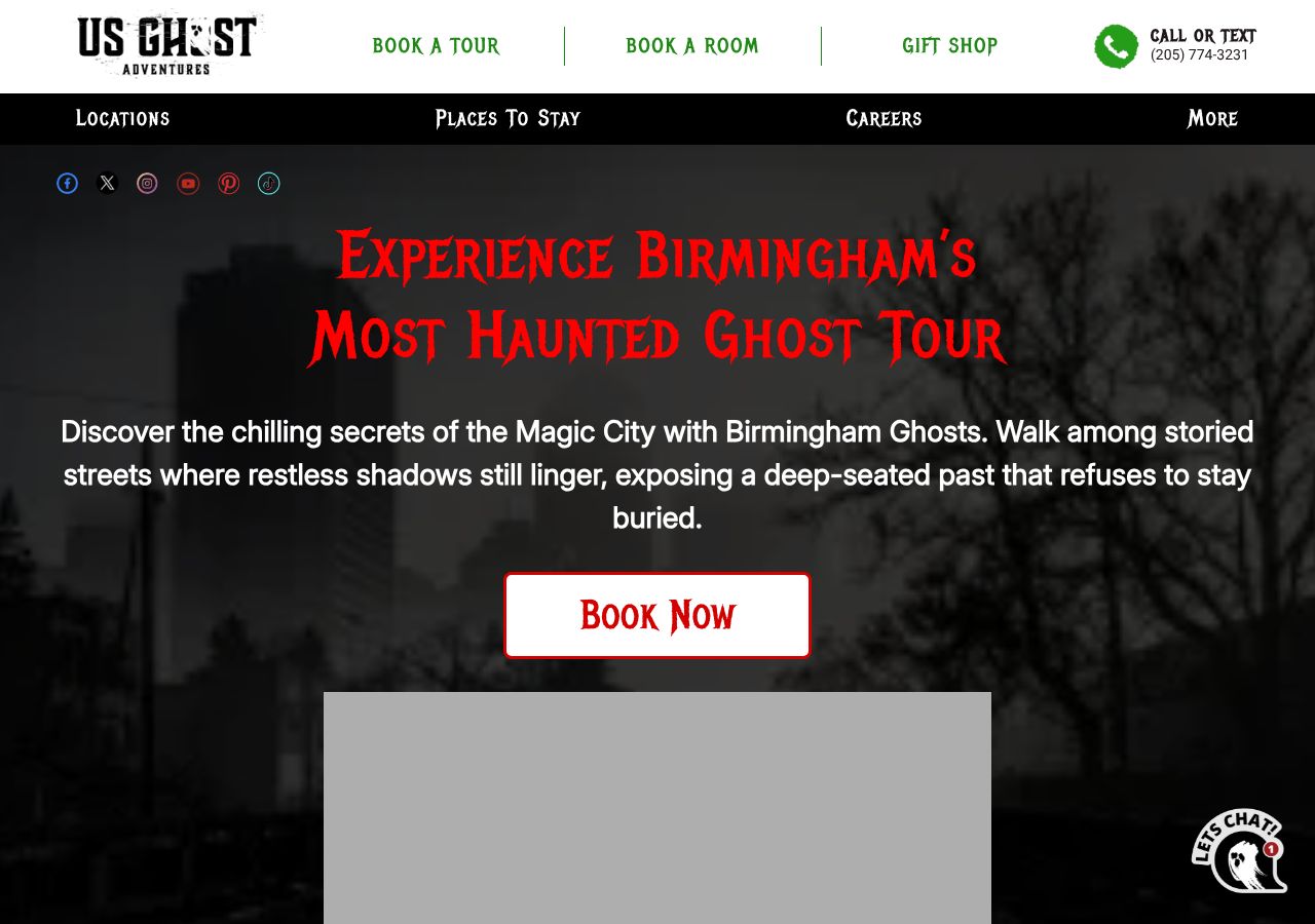 Homepage snapshot of Birmingham Ghosts: Ghost Tours and Haunted Pub Crawls