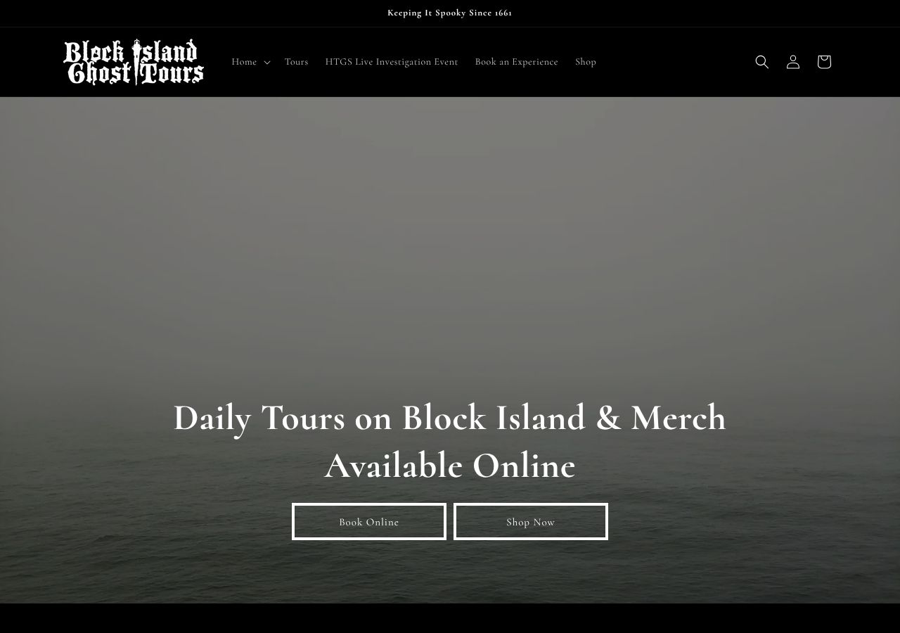 Homepage snapshot of Block Island Ghost Tours