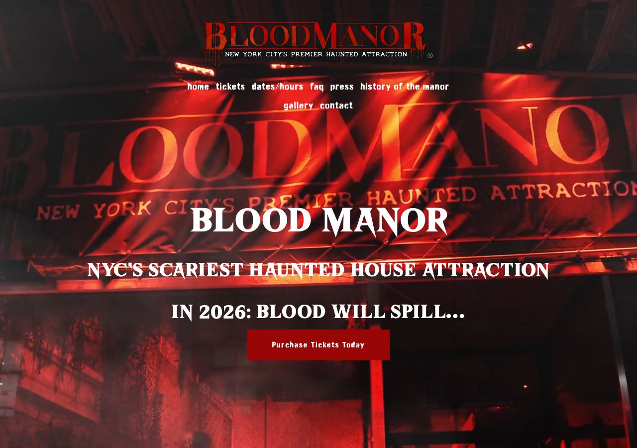 Homepage snapshot of Blood Manor