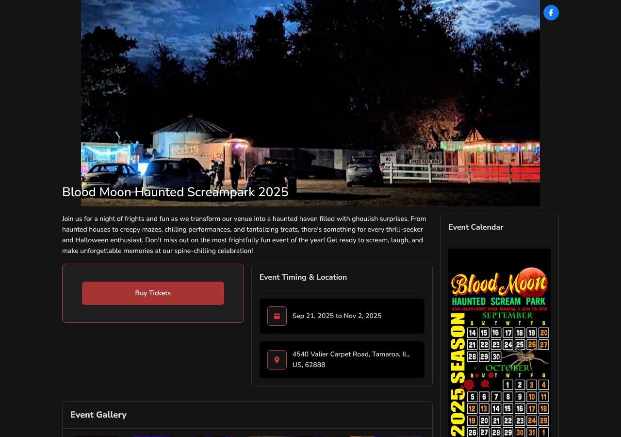 Homepage snapshot of Blood Moon Haunted Scream Park