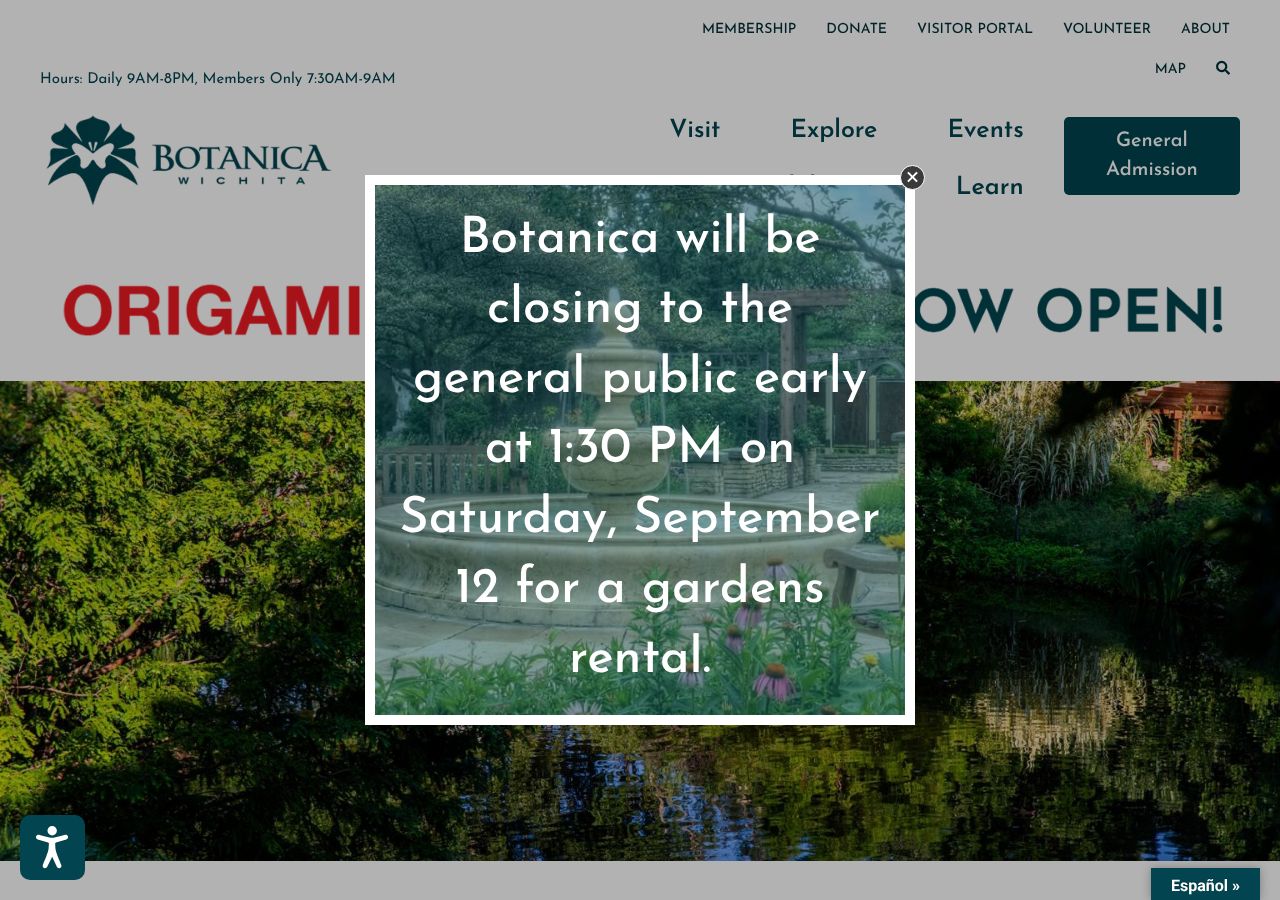 Homepage snapshot of Botanica, The Wichita Gardens