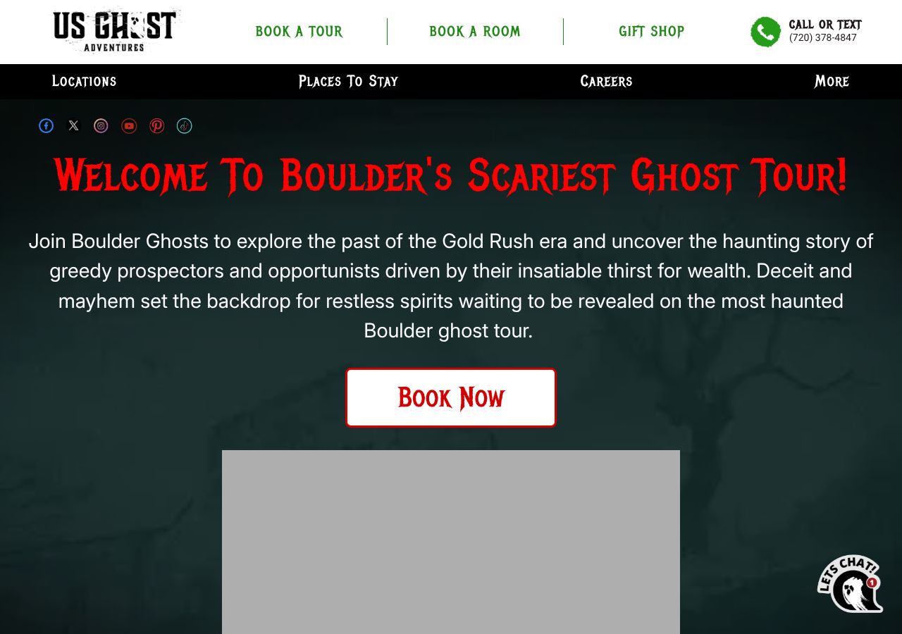 Homepage snapshot of Boulder Ghost Tours & Haunted Pub Crawls