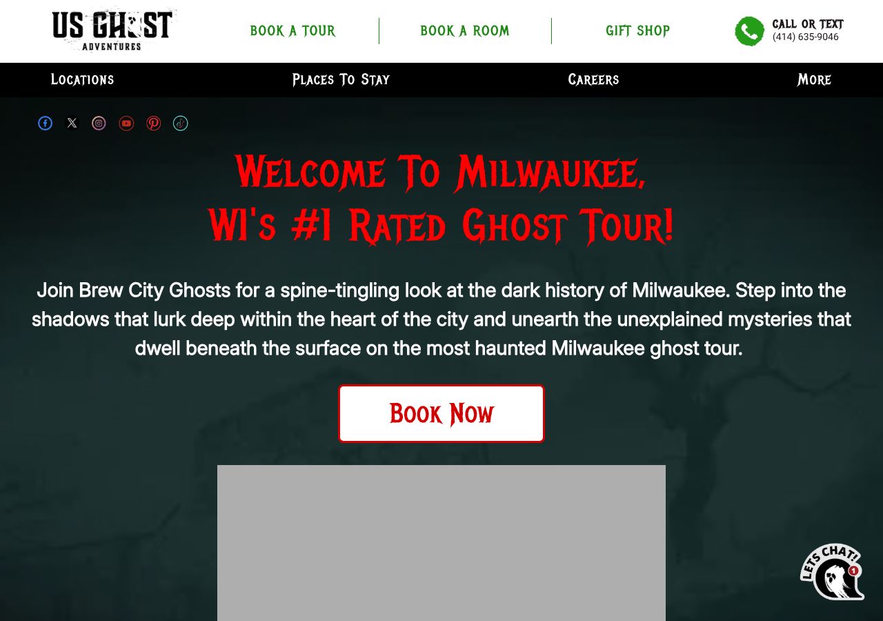 Homepage snapshot of Brew City Ghost Tours and Haunted Pub Crawls