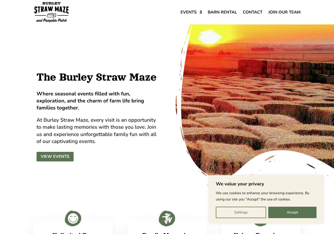 Homepage snapshot of Burley Straw Maze & Pumpkin Patch