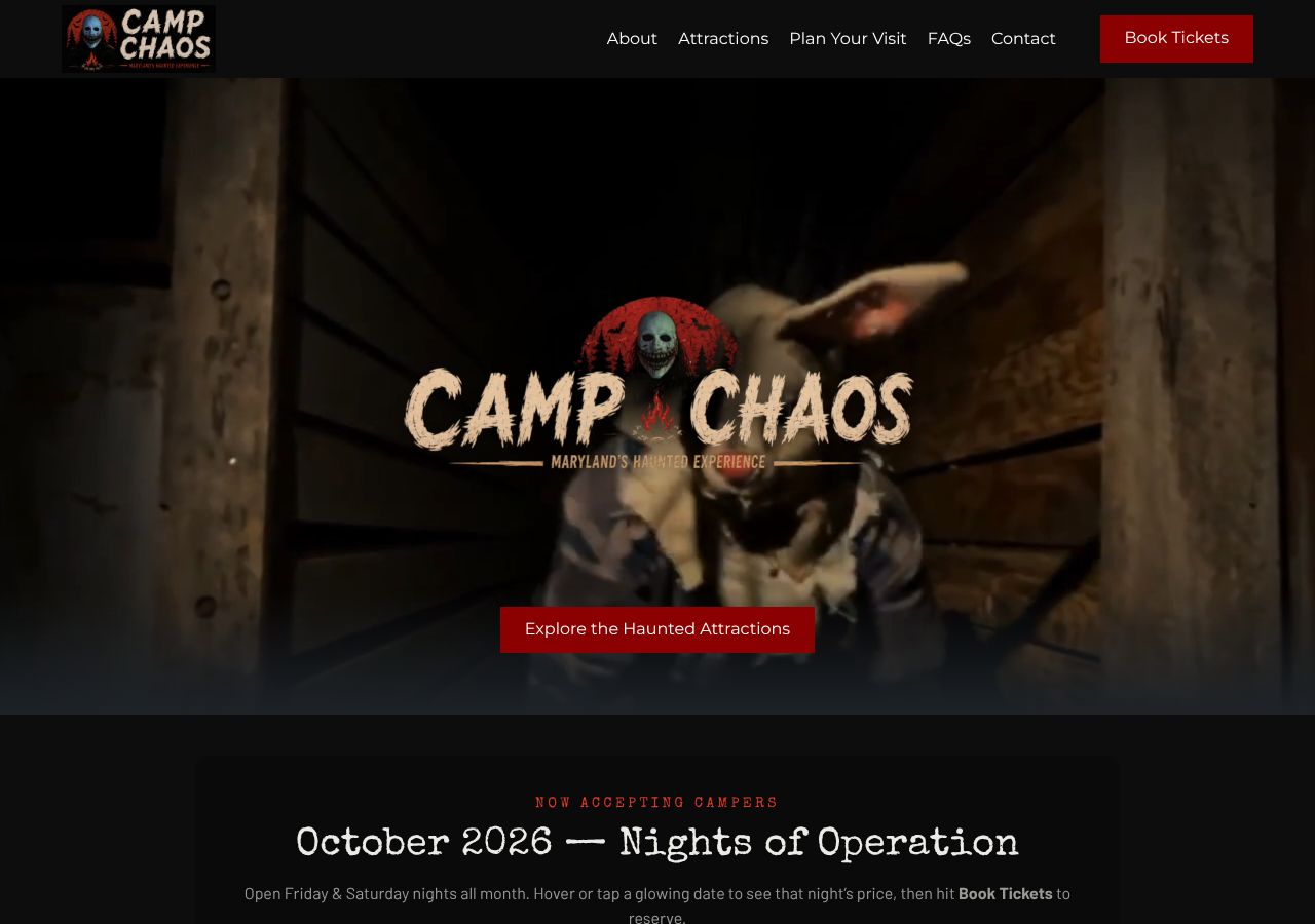 Homepage snapshot of Camp Chaos