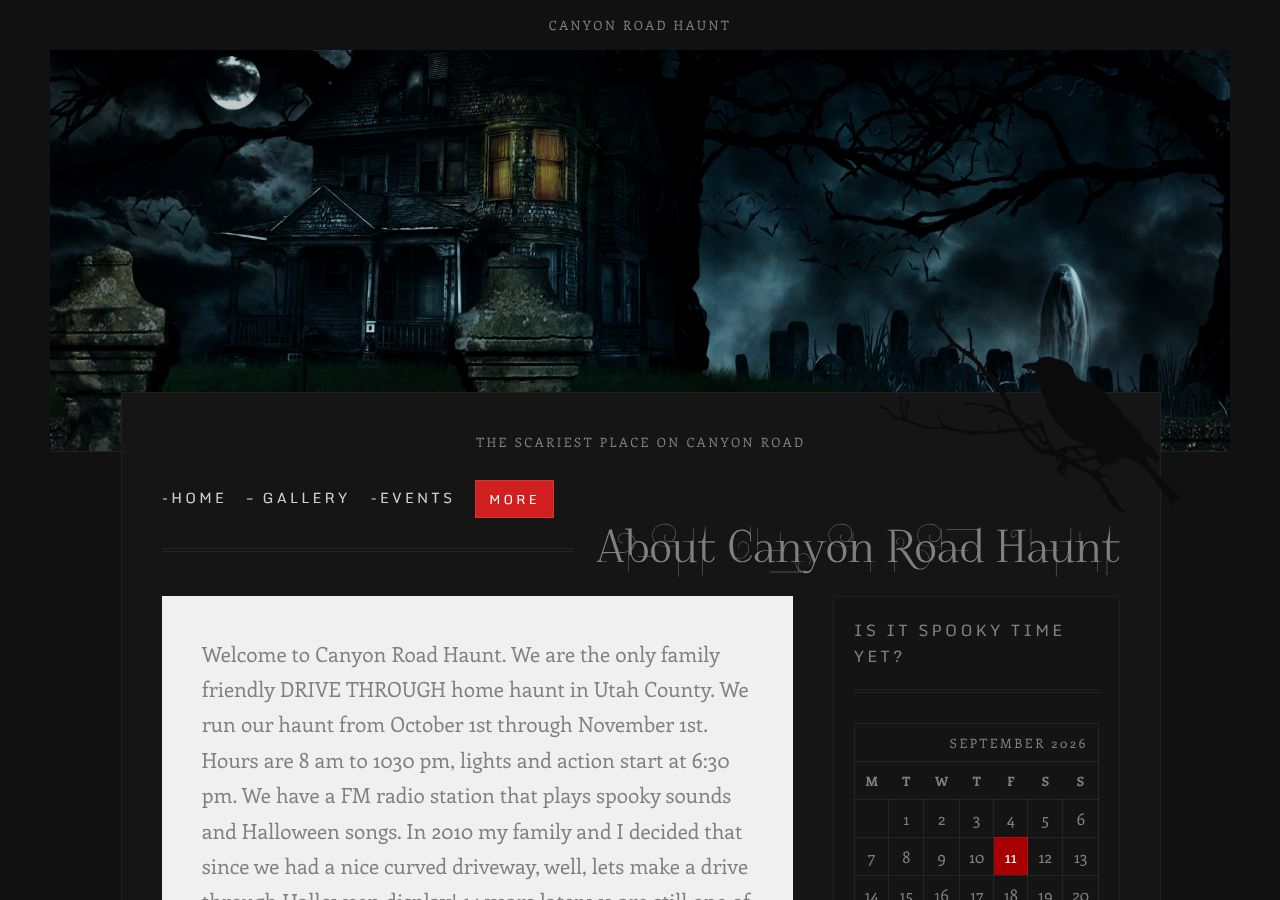 Homepage snapshot of Canyon Road Haunt
