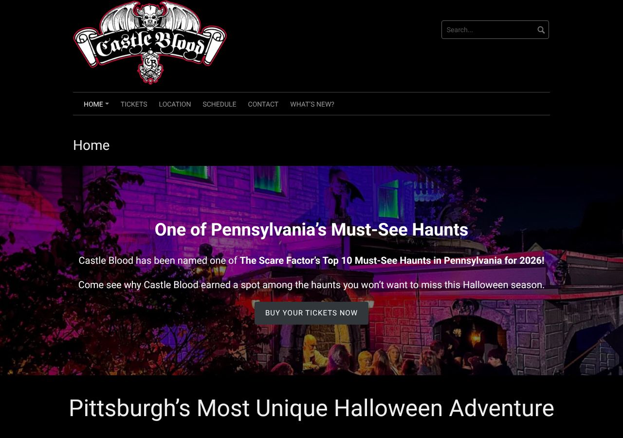 Homepage snapshot of Castle Blood