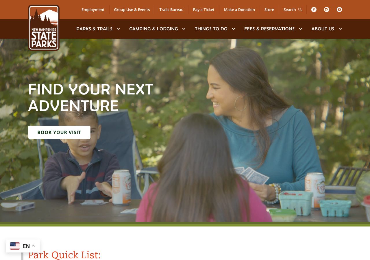 Homepage snapshot of Cathedral Ledge Lookout