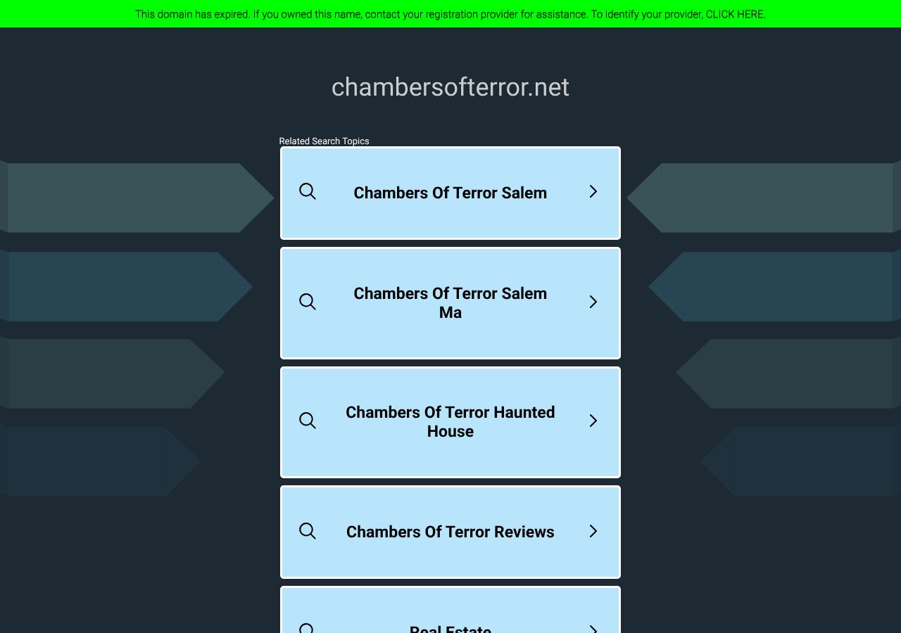 Homepage snapshot of Chambers of Terror
