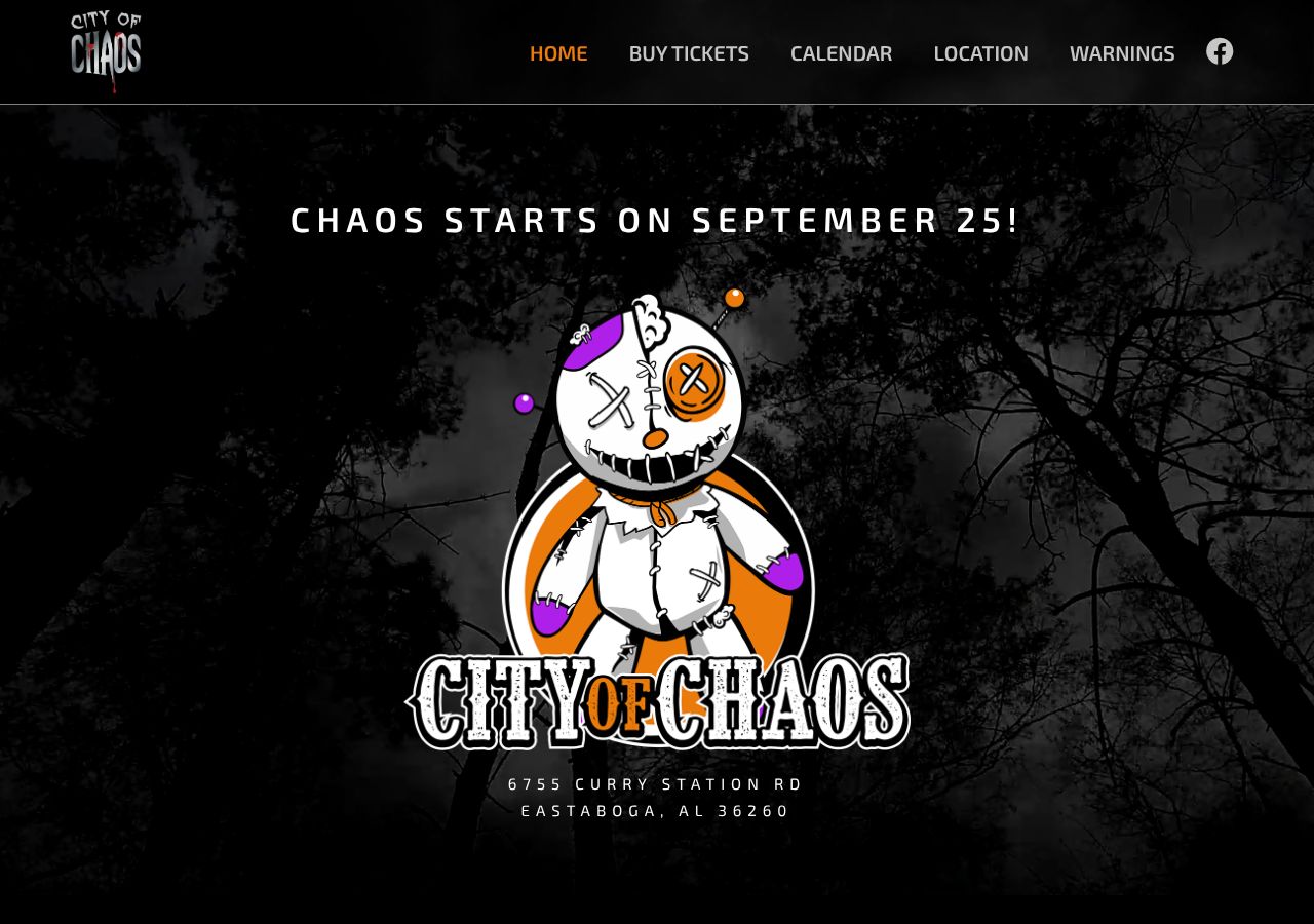 Homepage snapshot of City of Chaos