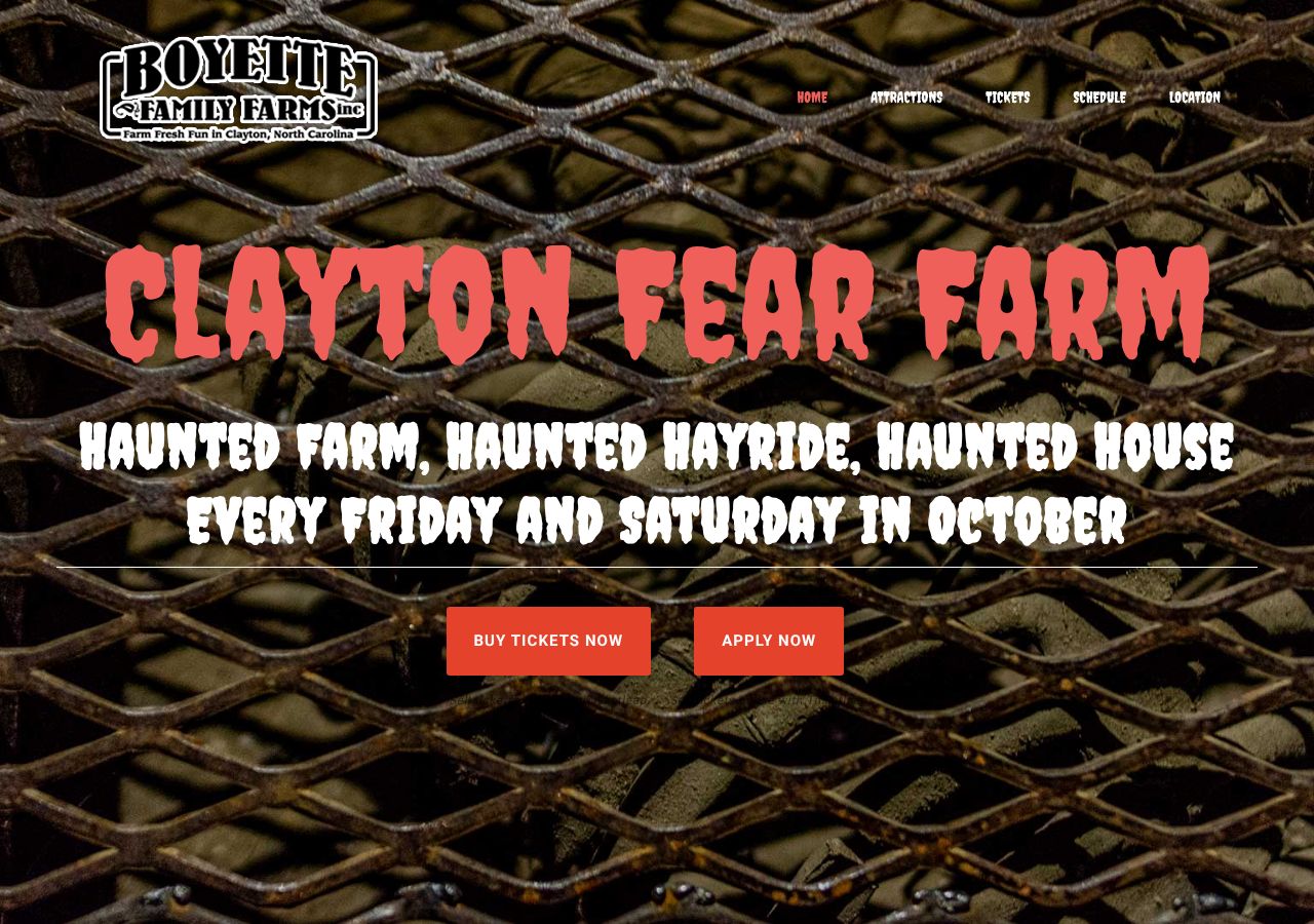 Homepage snapshot of Clayton Fear Farm