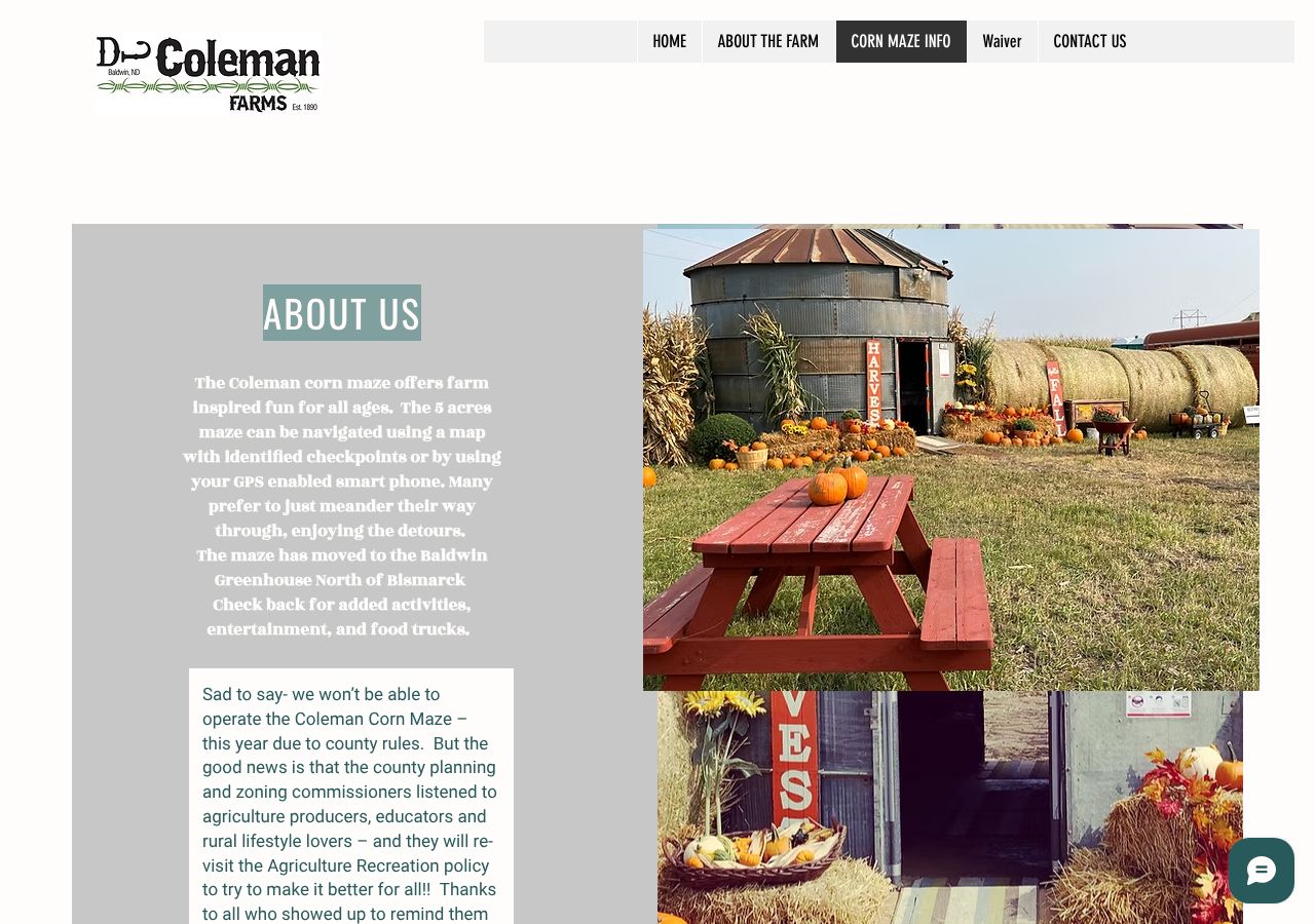 Homepage snapshot of Coleman Corn Maze