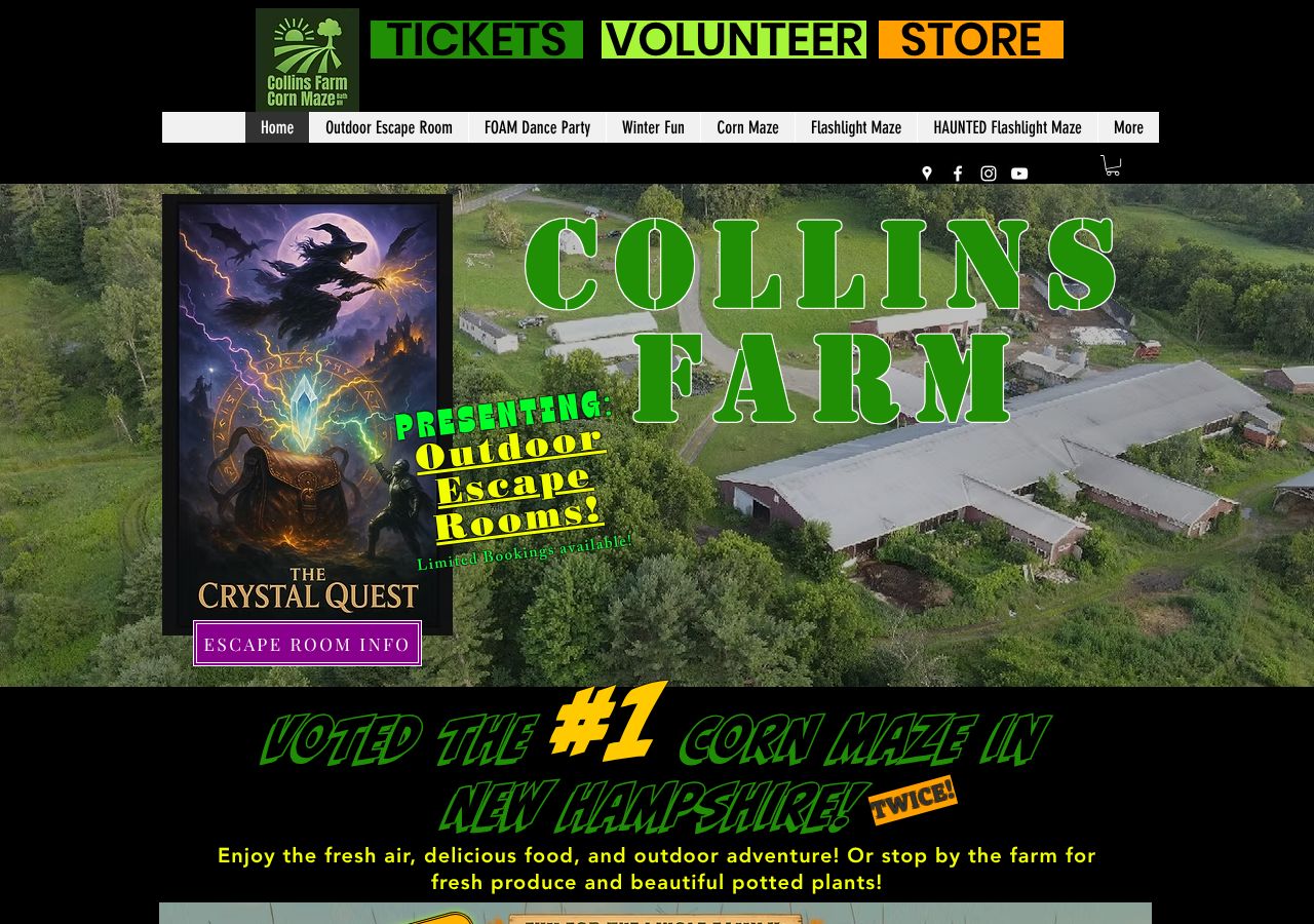 Homepage snapshot of Collins Farm Corn Maze