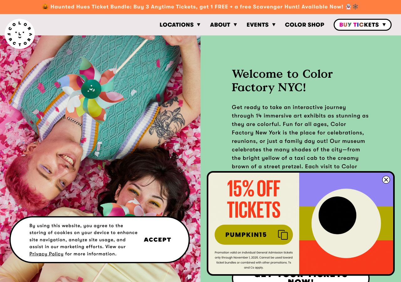 Homepage snapshot of Color Factory NYC