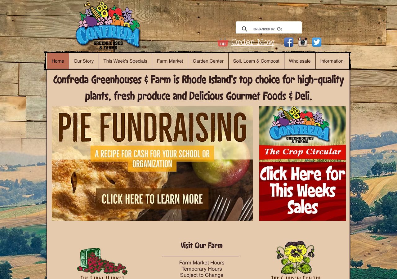 Homepage snapshot of Confreda Greenhouses & Farms